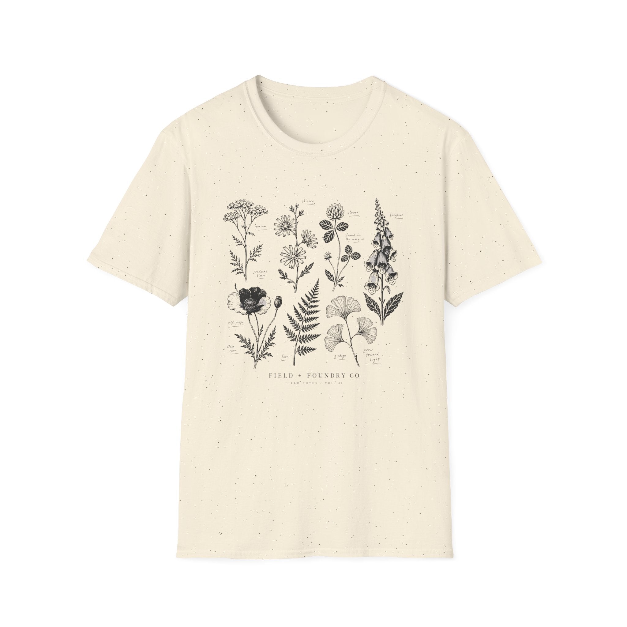 Botanical Sketch Wildflower Floral Illustration T-Shirt
