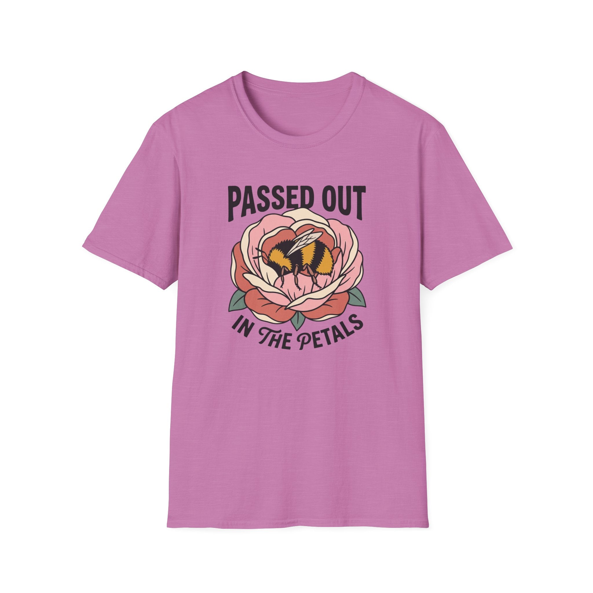 T-Shirt — "Passed Out in the Petals" Bee Floral Graphic Tee