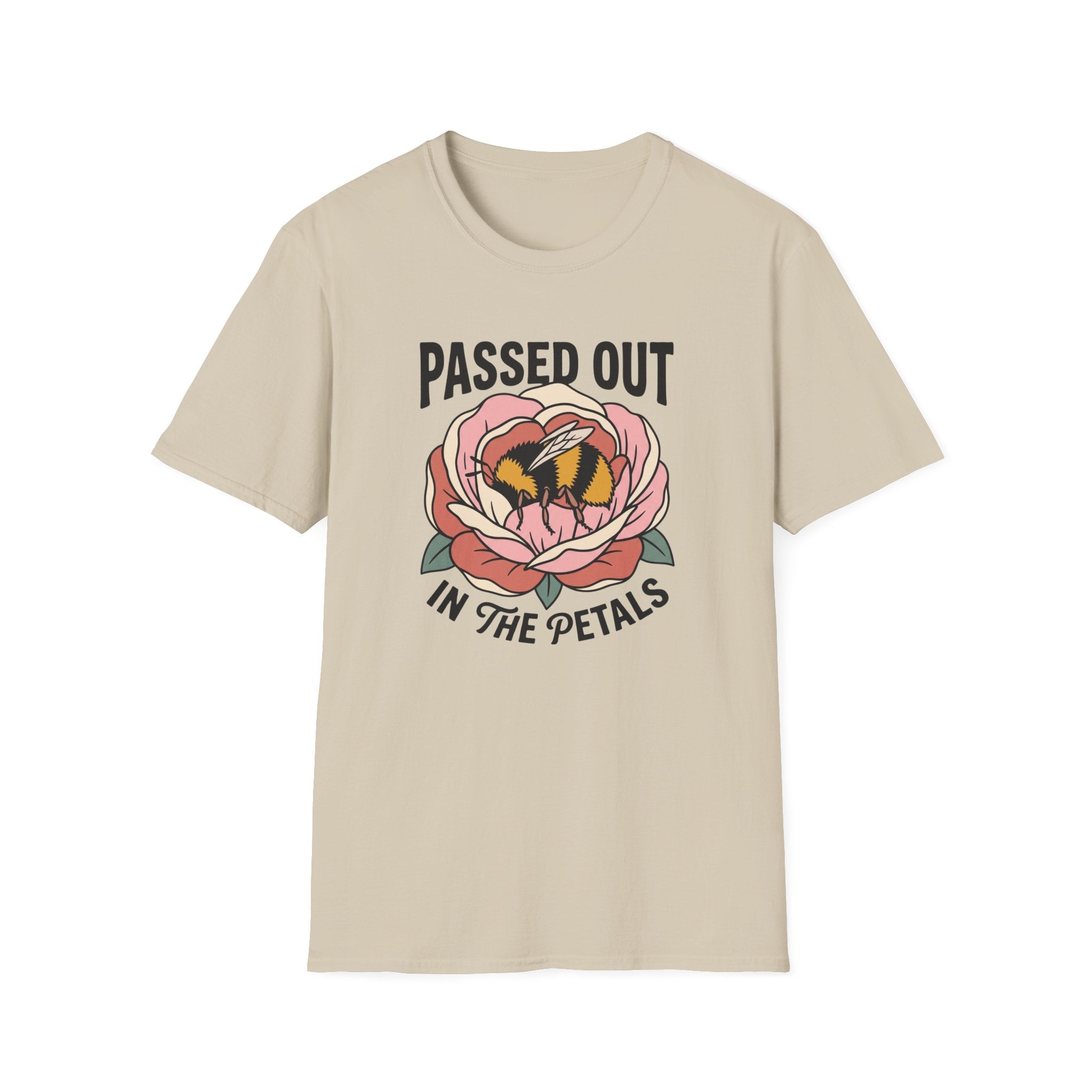 T-Shirt — "Passed Out in the Petals" Bee Floral Graphic Tee