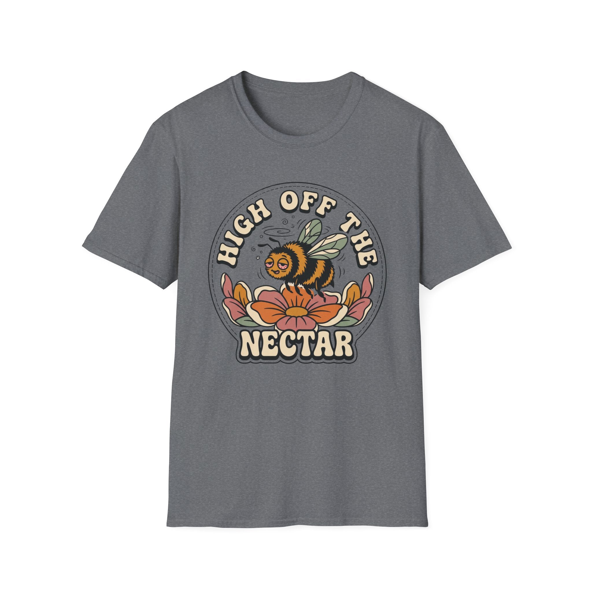 T‑Shirt "High Off The Nectar" Bee Graphic Tee, Floral Vintage Vibe