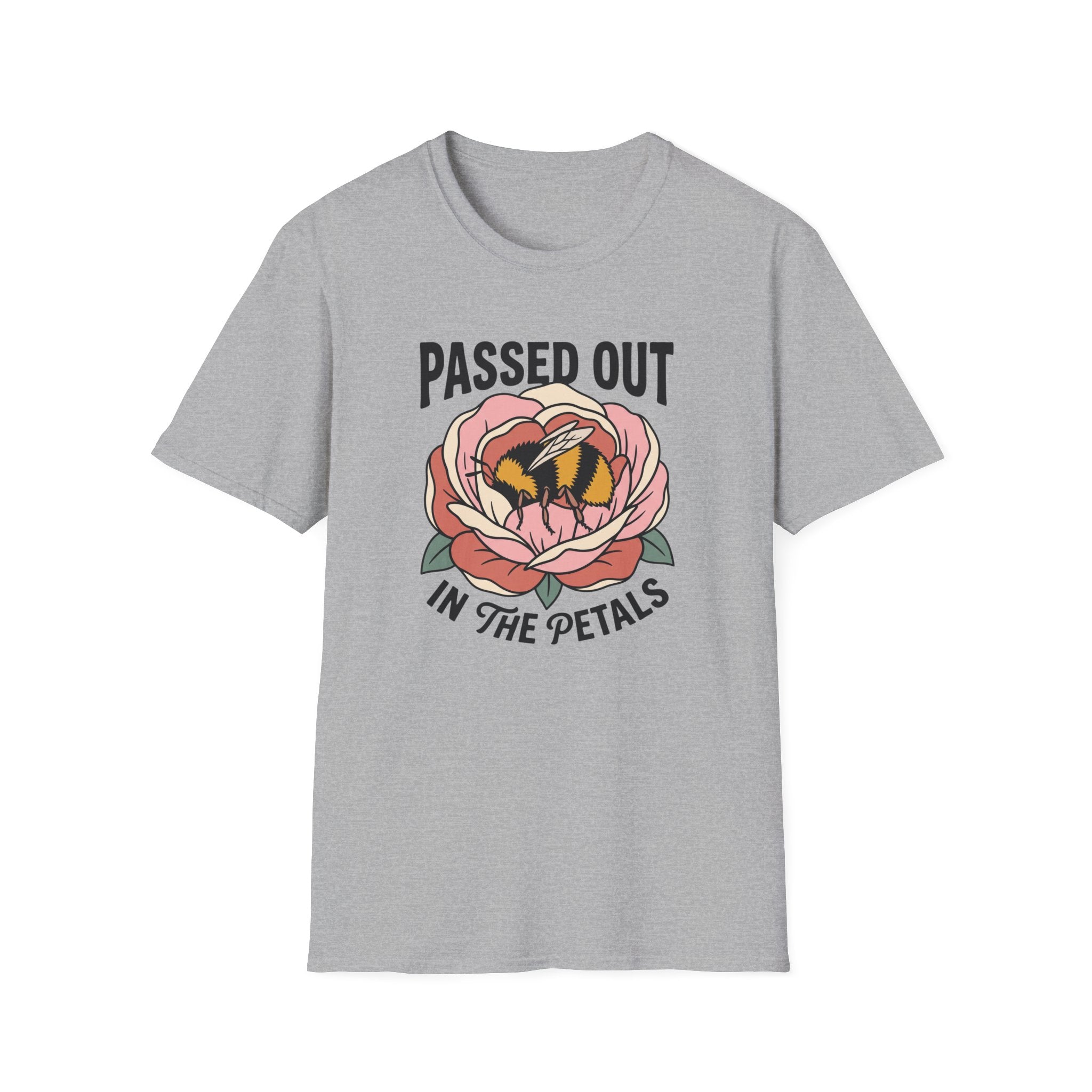 T-Shirt — "Passed Out in the Petals" Bee Floral Graphic Tee
