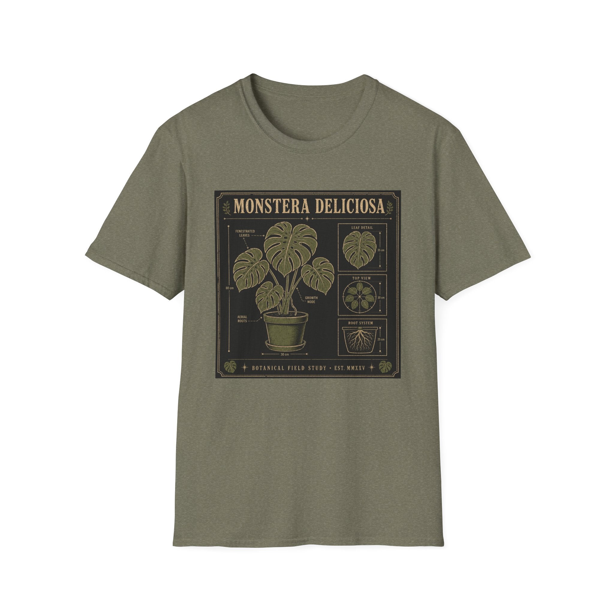 Monstera Deliciosa Plant T-Shirt — Vintage Botanical Illustration Tee