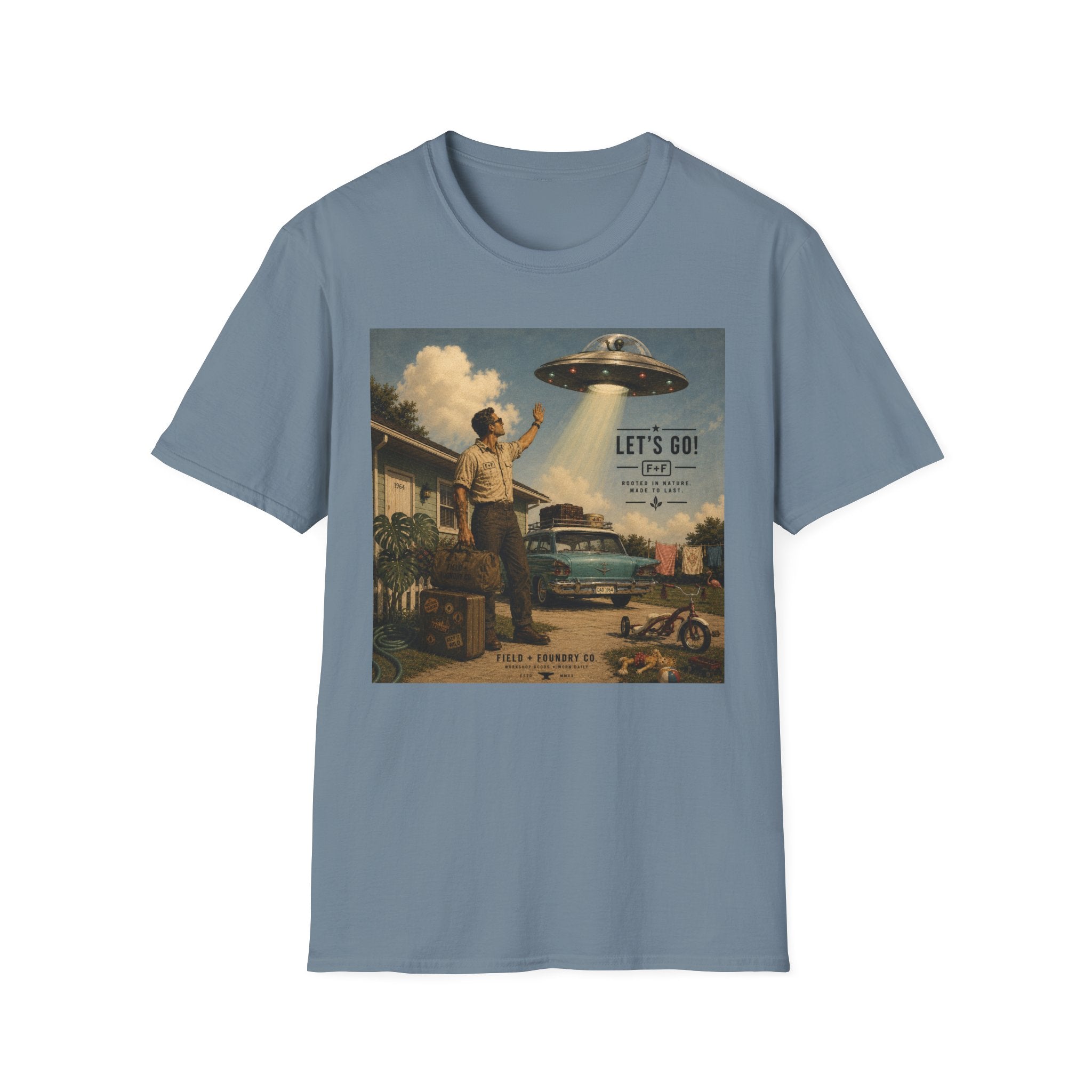 Retro UFO Tee "Let’s Go!" Vintage Alien Abduction Graphic T-Shirt