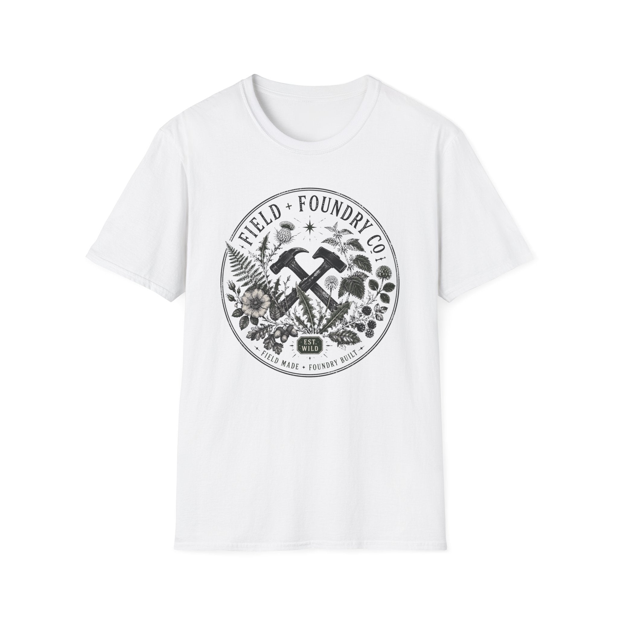 Field + Foundry Co. Floral Hammer T-Shirt Vintage Botanical Workwear Tee