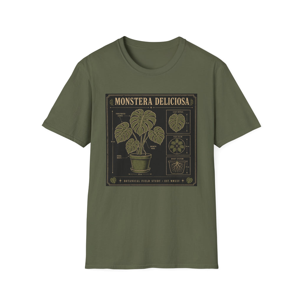 Monstera Deliciosa Plant T-Shirt — Vintage Botanical Illustration Tee