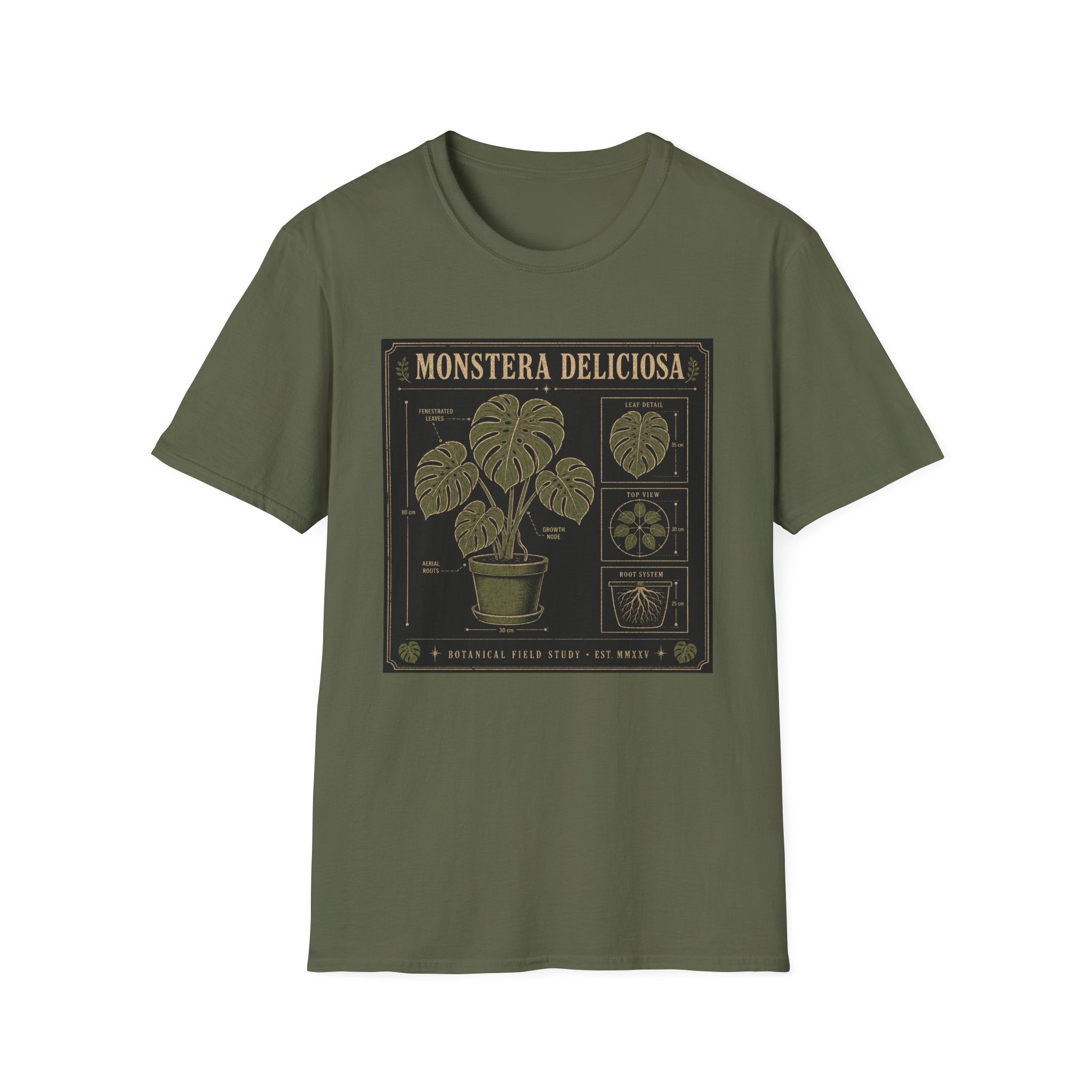 Monstera Deliciosa Plant T-Shirt — Vintage Botanical Illustration Tee