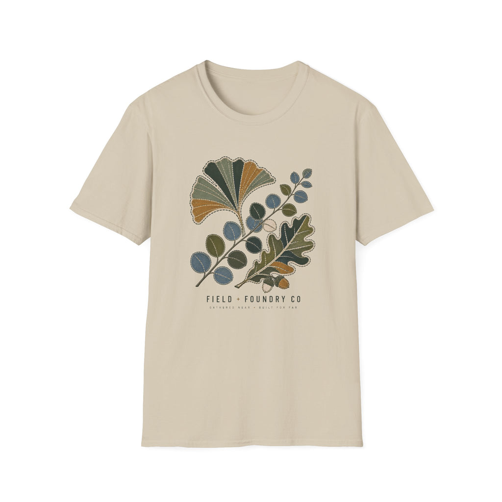 Embroidered Leaf Graphic T-Shirt