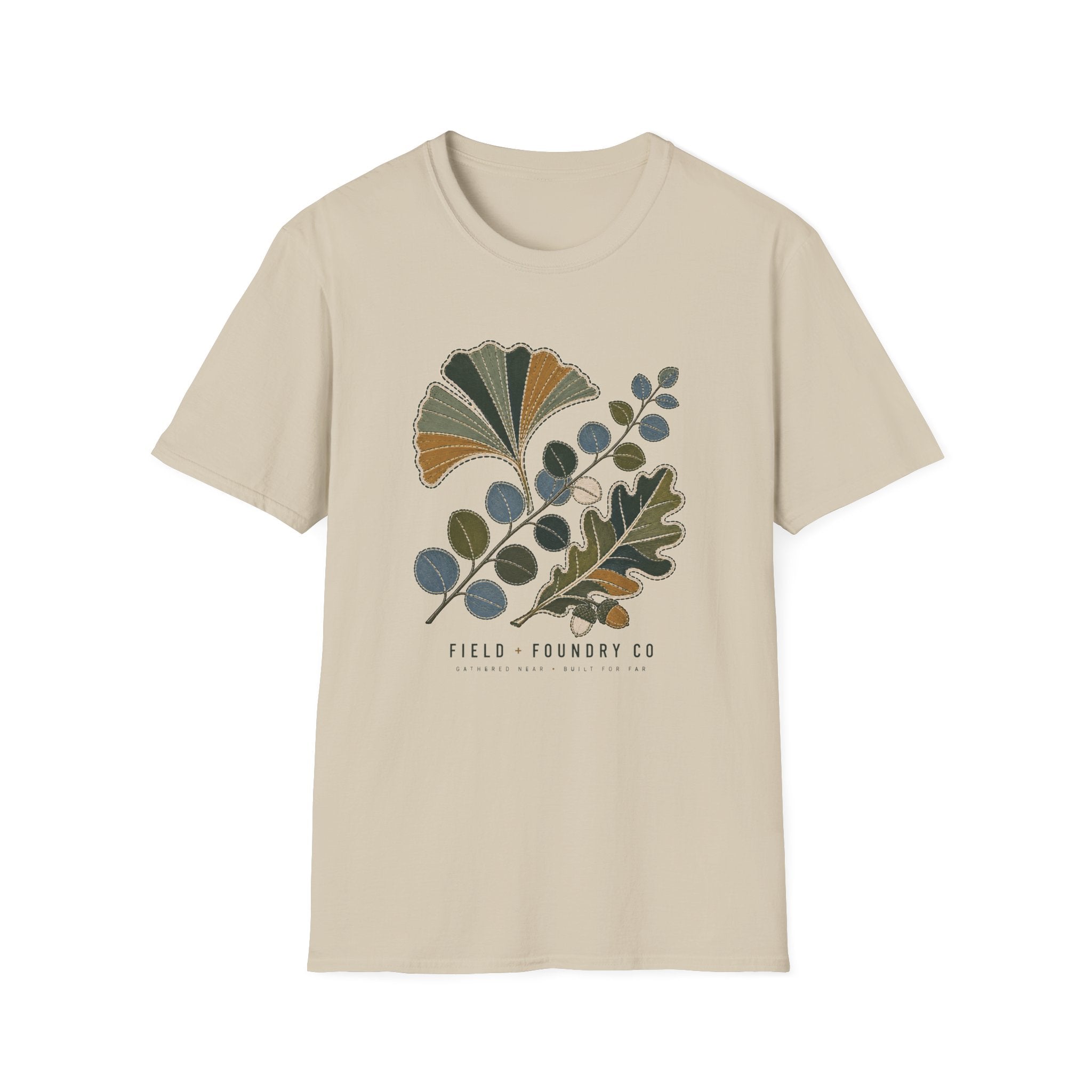Embroidered Leaf Graphic T-Shirt
