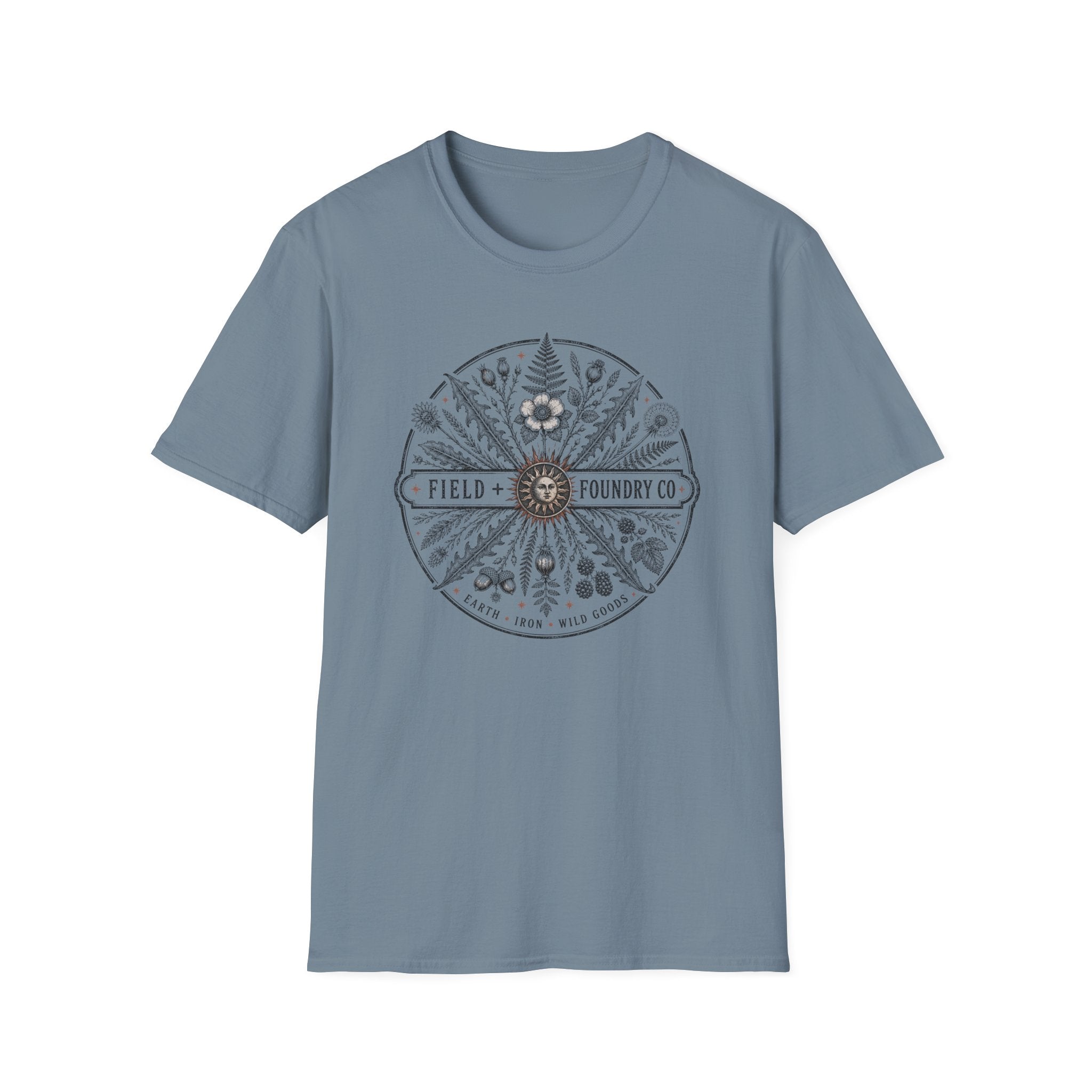Field + Foundry Co. Botanical Compass T-Shirt  Vintage Floral Logo Tee