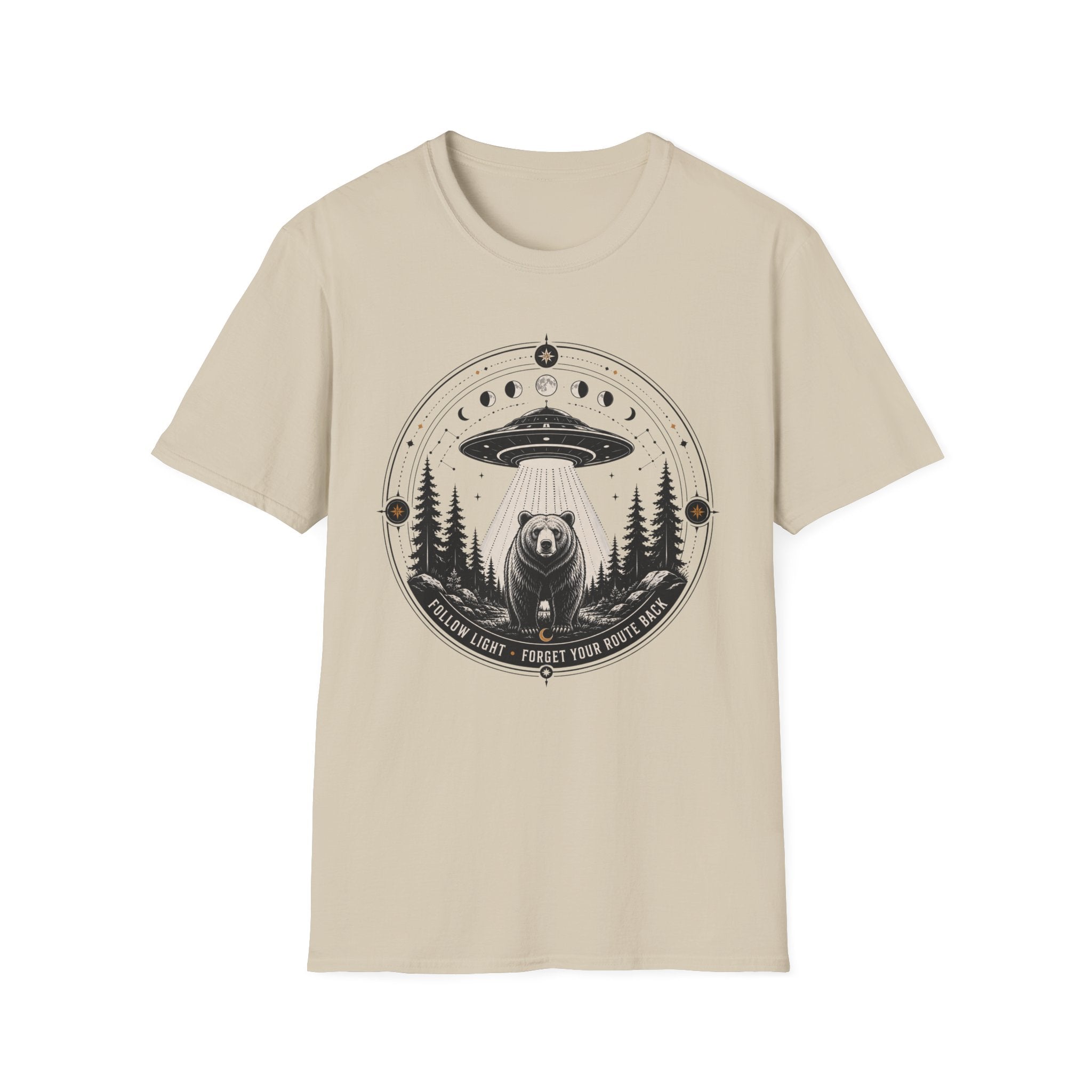 Bear & UFO T‑Shirt Celestial Forest Abduction Graphic Tee