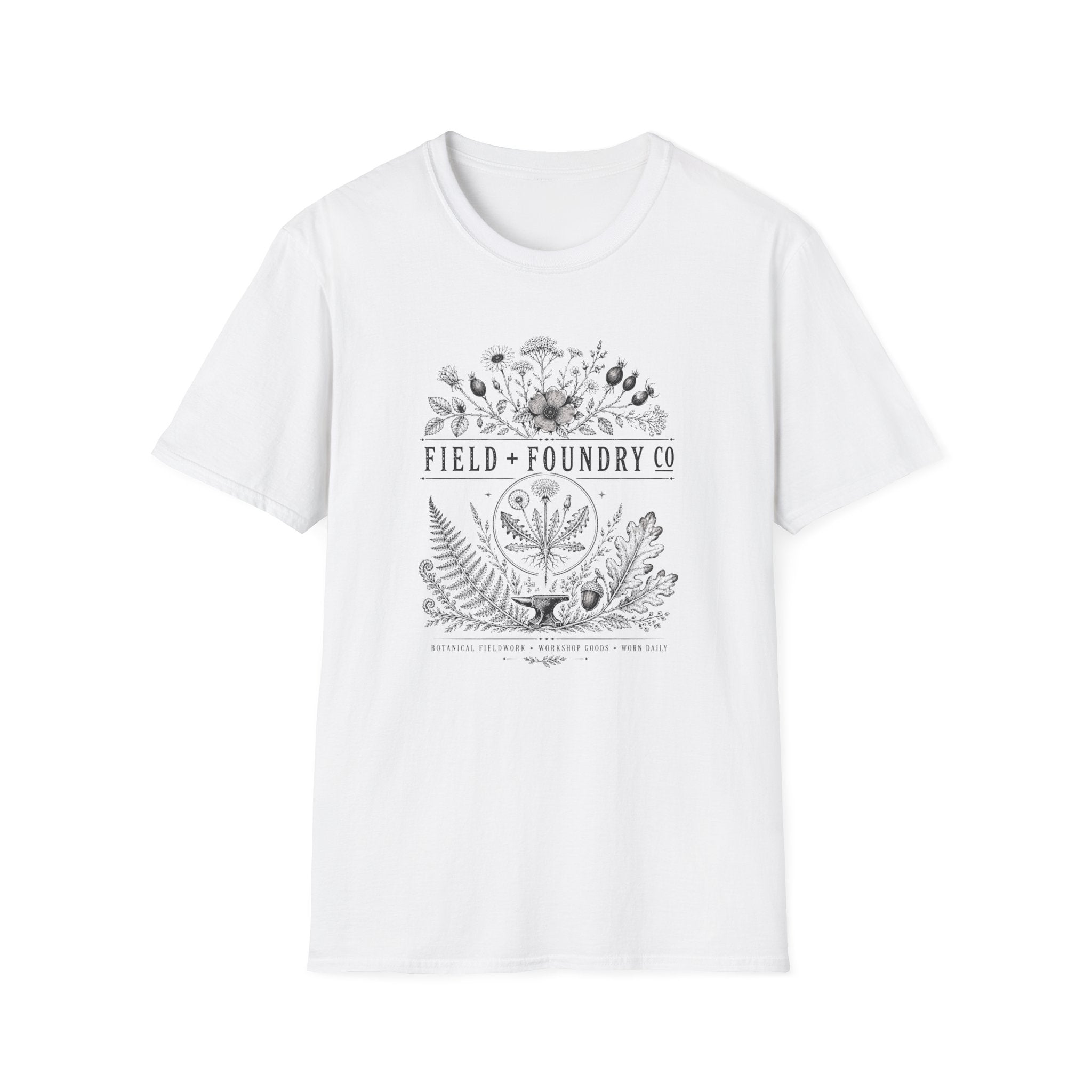 Field + Foundry Co Floral T‑Shirt — Botanical Vintage Logo Tee