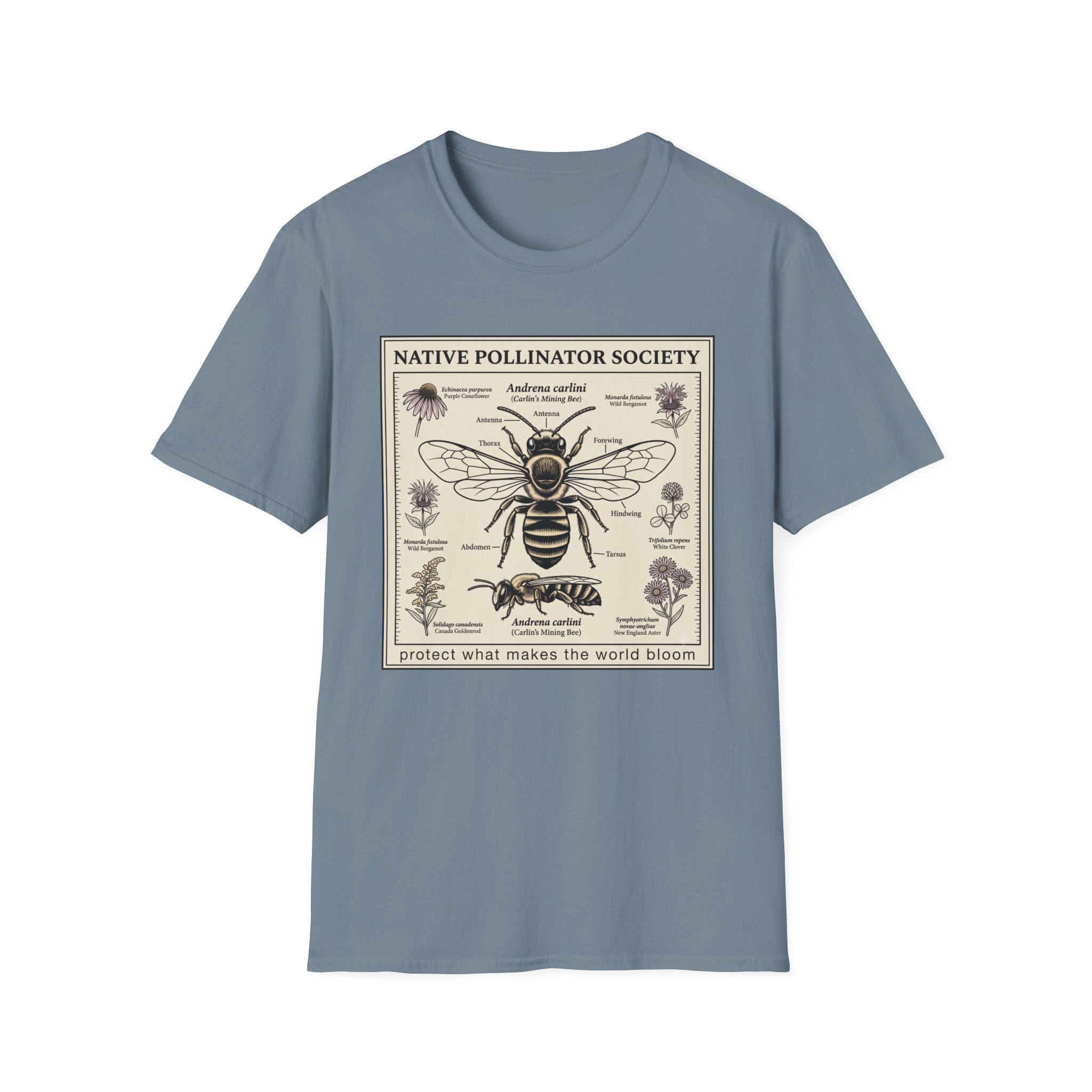 Native Pollinator Society T-Shirt — Bee & Wildflower Conservation Graphic Tee