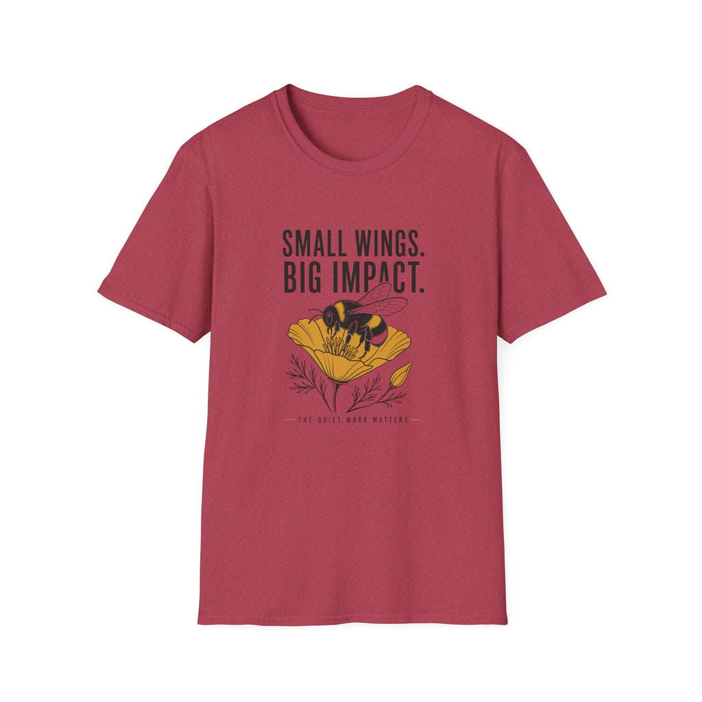Bee Graphic T-Shirt — "Small Wings. Big Impact." Inspirational Eco Tee