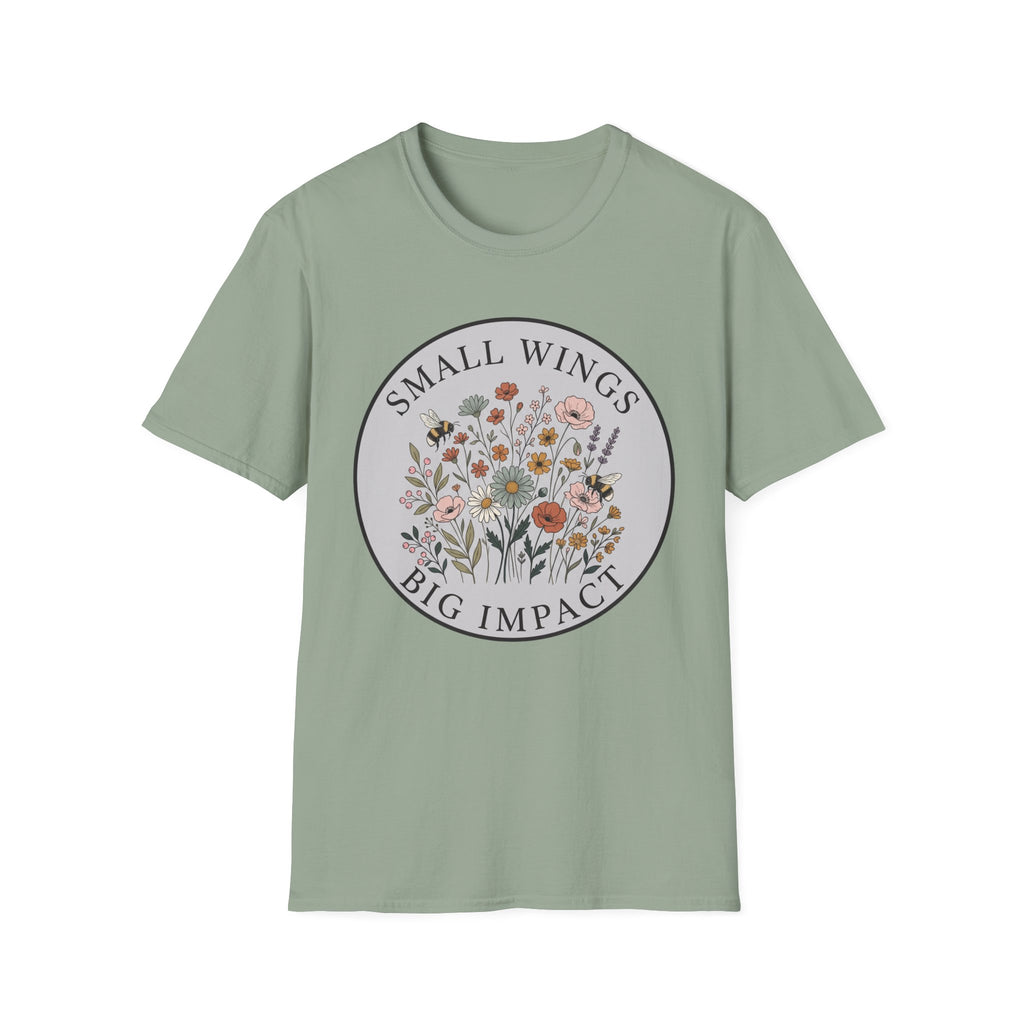 T-Shirt — "Small Wings Big Impact" Floral Graphic Tee