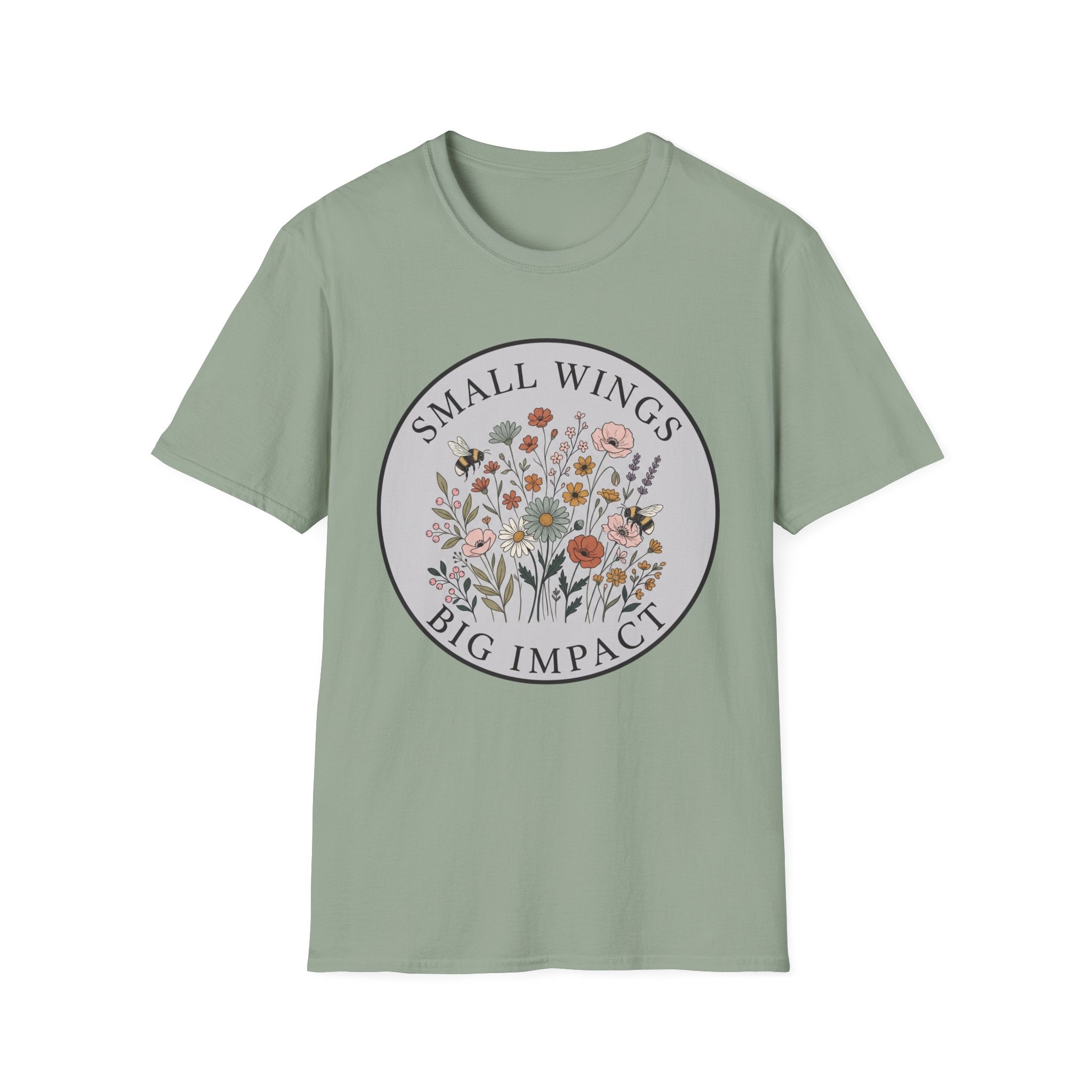 T-Shirt — "Small Wings Big Impact" Floral Graphic Tee