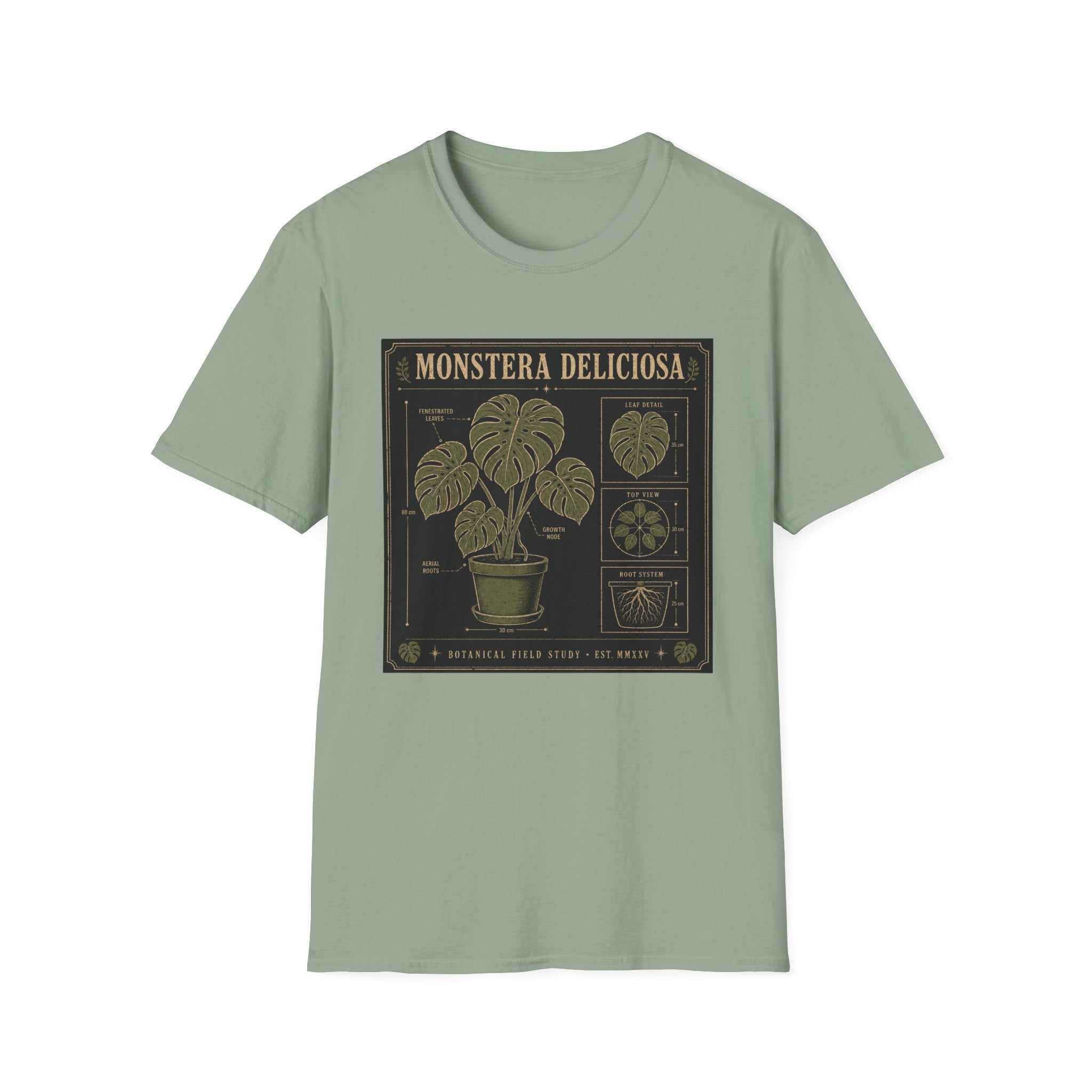 Monstera Deliciosa Plant T-Shirt — Vintage Botanical Illustration Tee