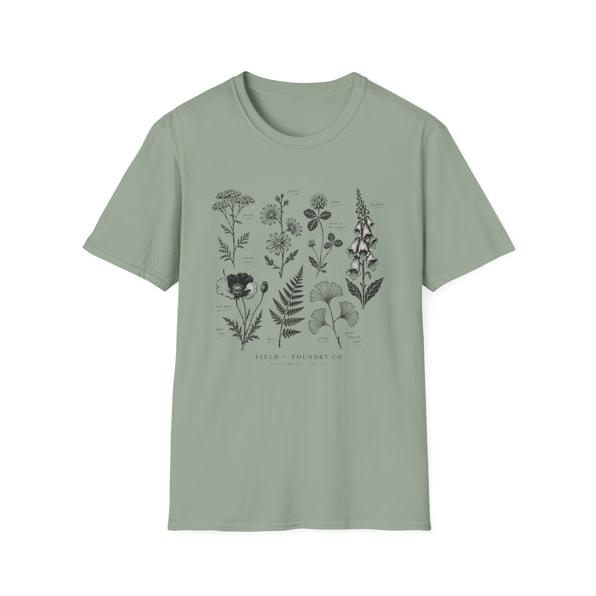 Botanical Sketch Wildflower Floral Illustration T-Shirt