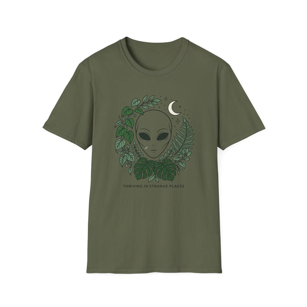 Alien Plant Lover T-Shirt  “Visiting Strange Places” Botanical UFO Tee