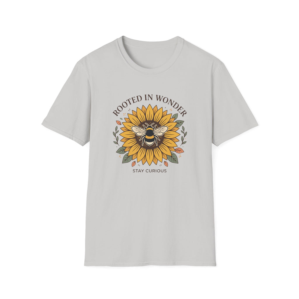 Sunflower Bee T-Shirt — "Rooted in Wonder" Botanical Graphic Tee