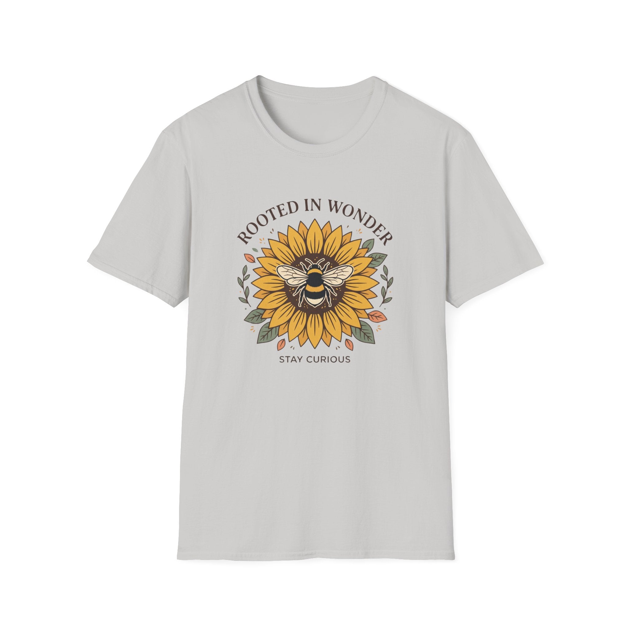 Sunflower Bee T-Shirt — "Rooted in Wonder" Botanical Graphic Tee