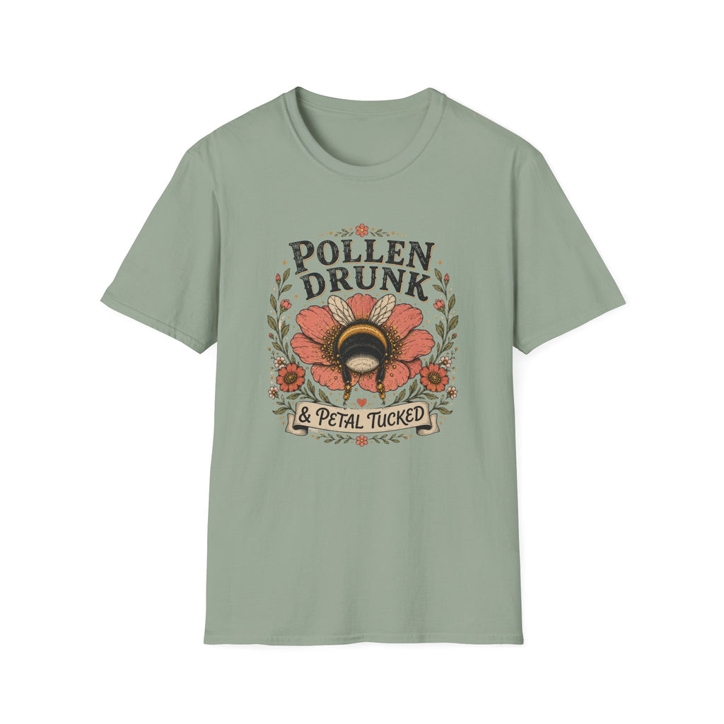 T-Shirt 'Pollen Drunk' Floral Bee Tee (Gardener Plant Mom Gift)