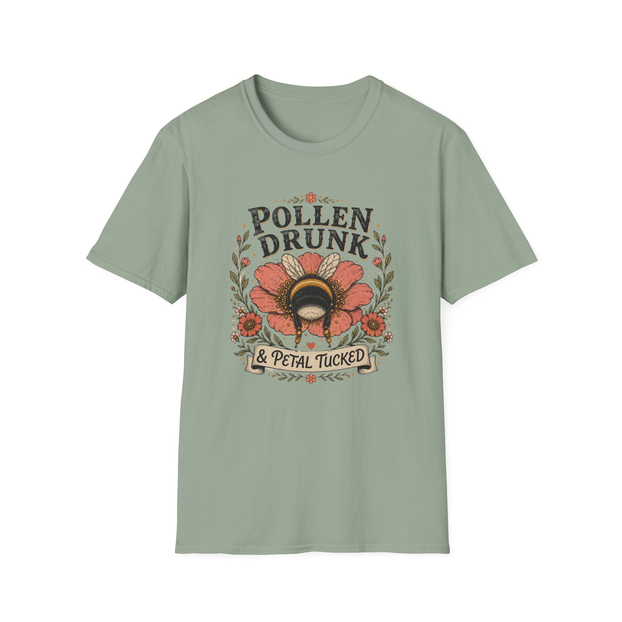 T-Shirt 'Pollen Drunk' Floral Bee Tee (Gardener Plant Mom Gift)