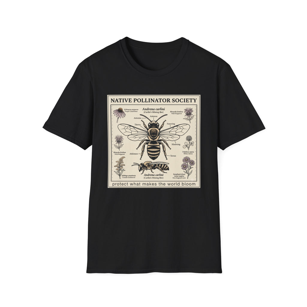 Native Pollinator Society T-Shirt — Bee & Wildflower Conservation Graphic Tee