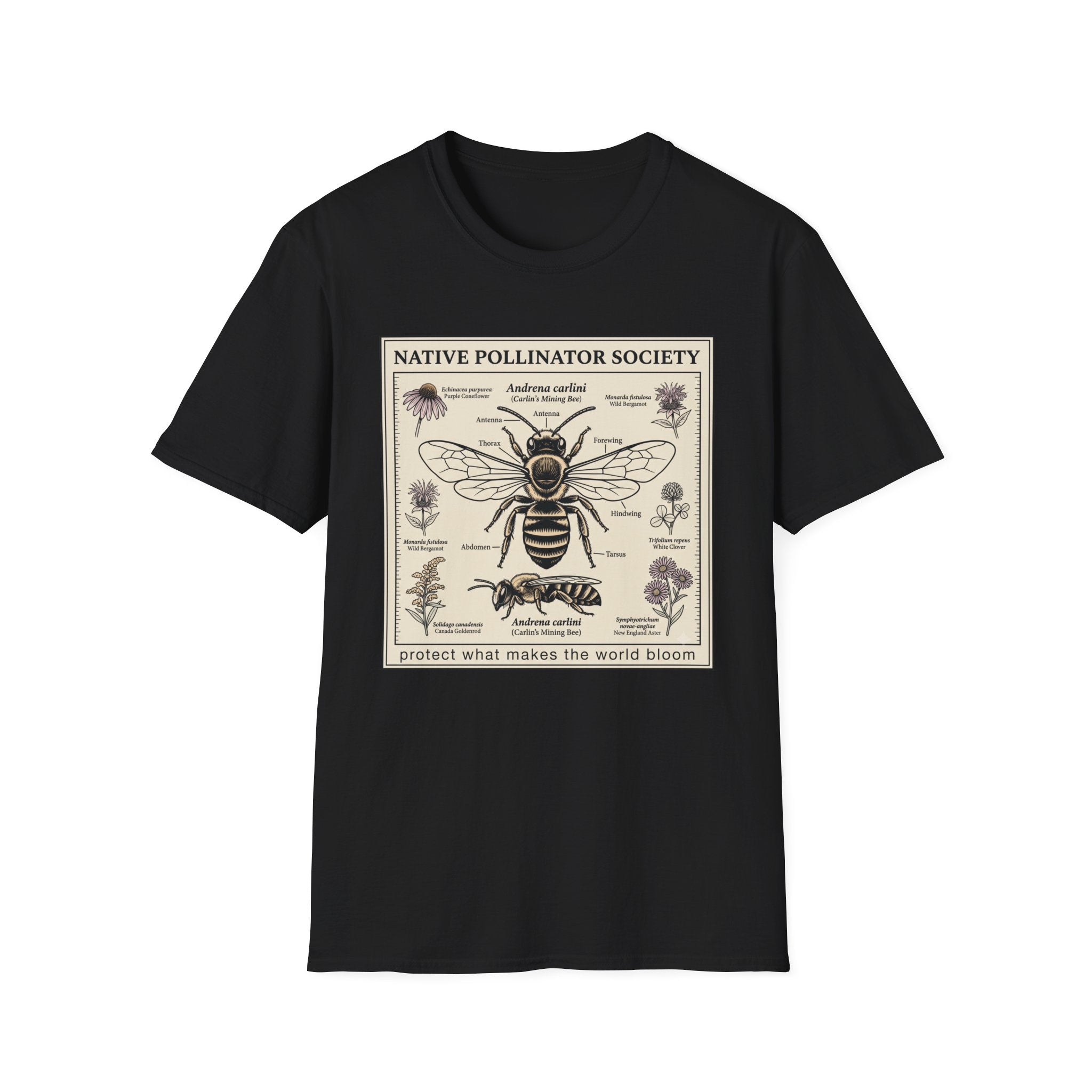 Native Pollinator Society T-Shirt — Bee & Wildflower Conservation Graphic Tee