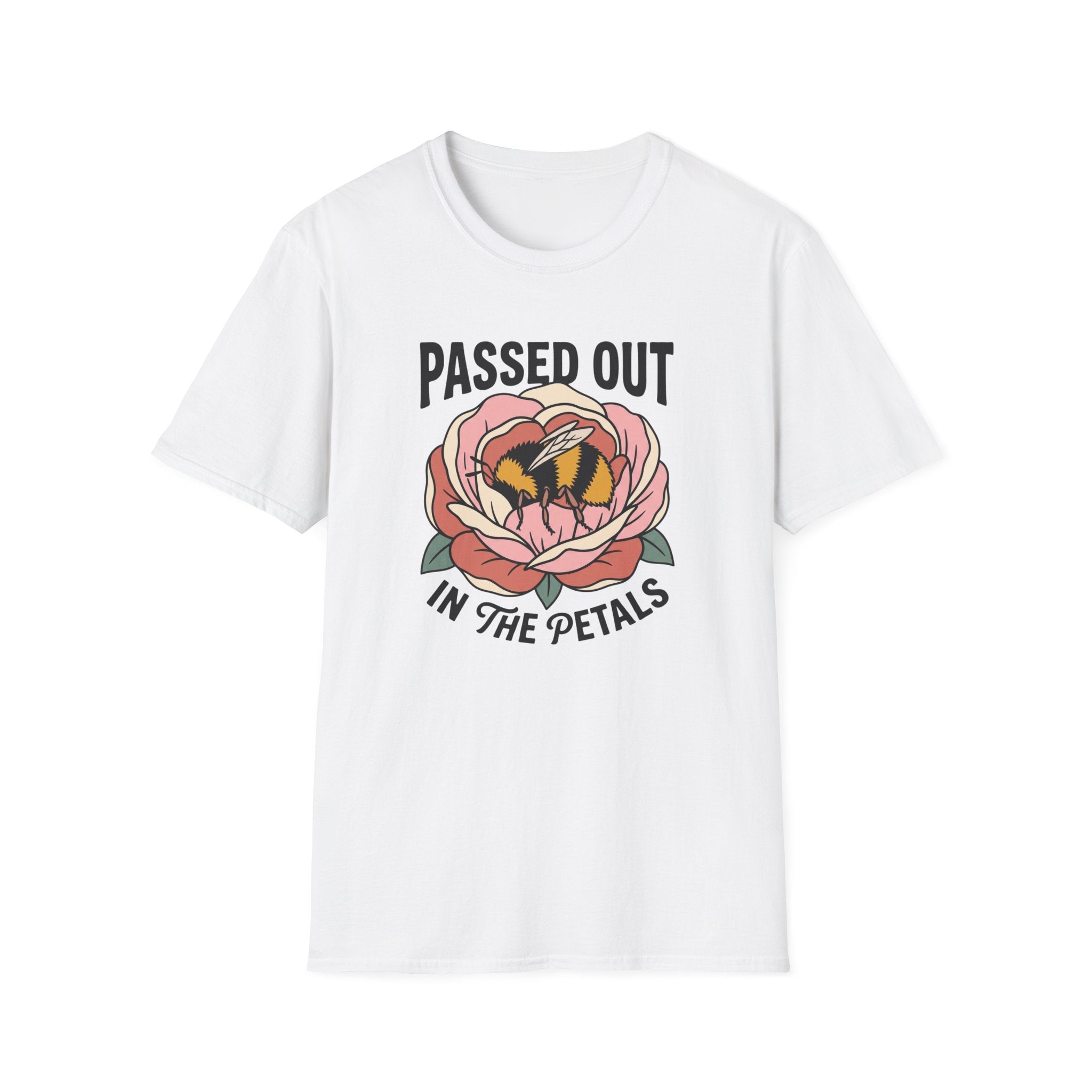 T-Shirt — "Passed Out in the Petals" Bee Floral Graphic Tee