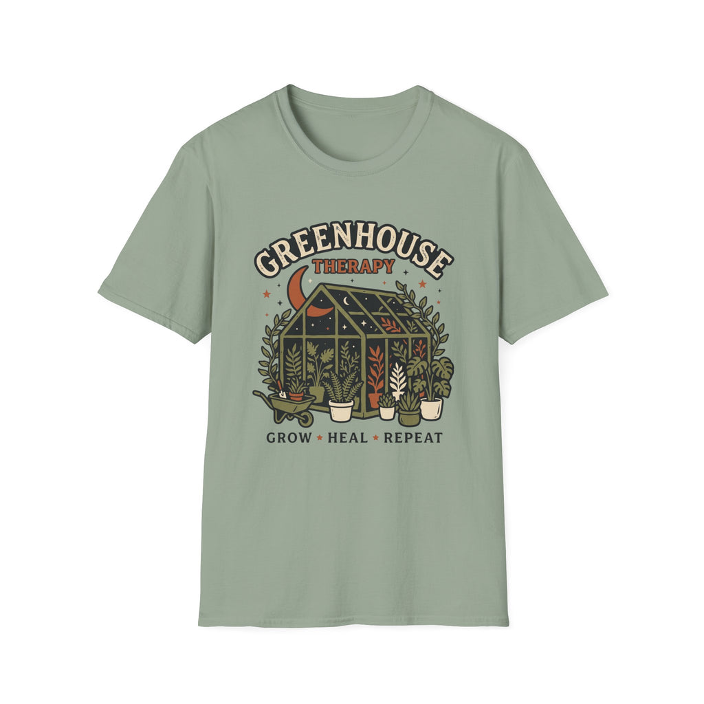 Greenhouse Therapy T‑Shirt Grow Heal Repeat Plant Lover Tee