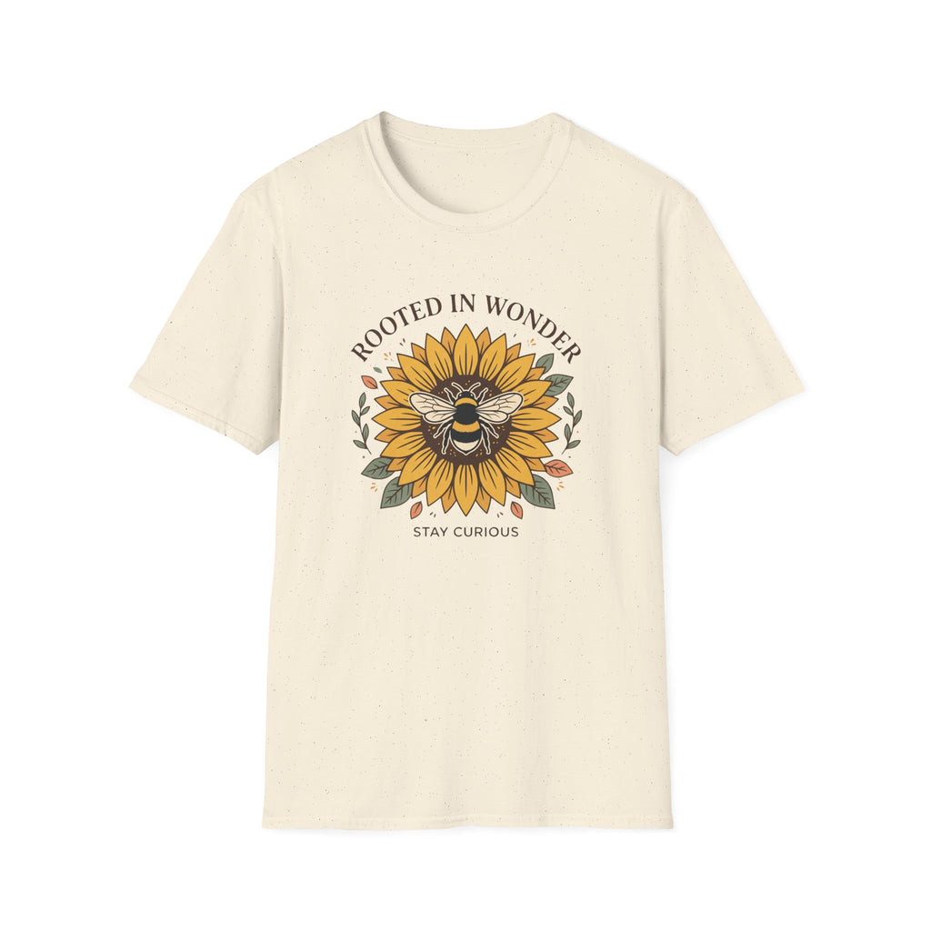 Sunflower Bee T-Shirt — "Rooted in Wonder" Botanical Graphic Tee