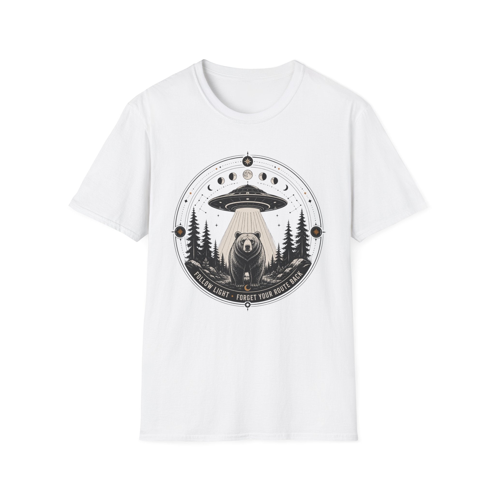 Bear & UFO T‑Shirt Celestial Forest Abduction Graphic Tee