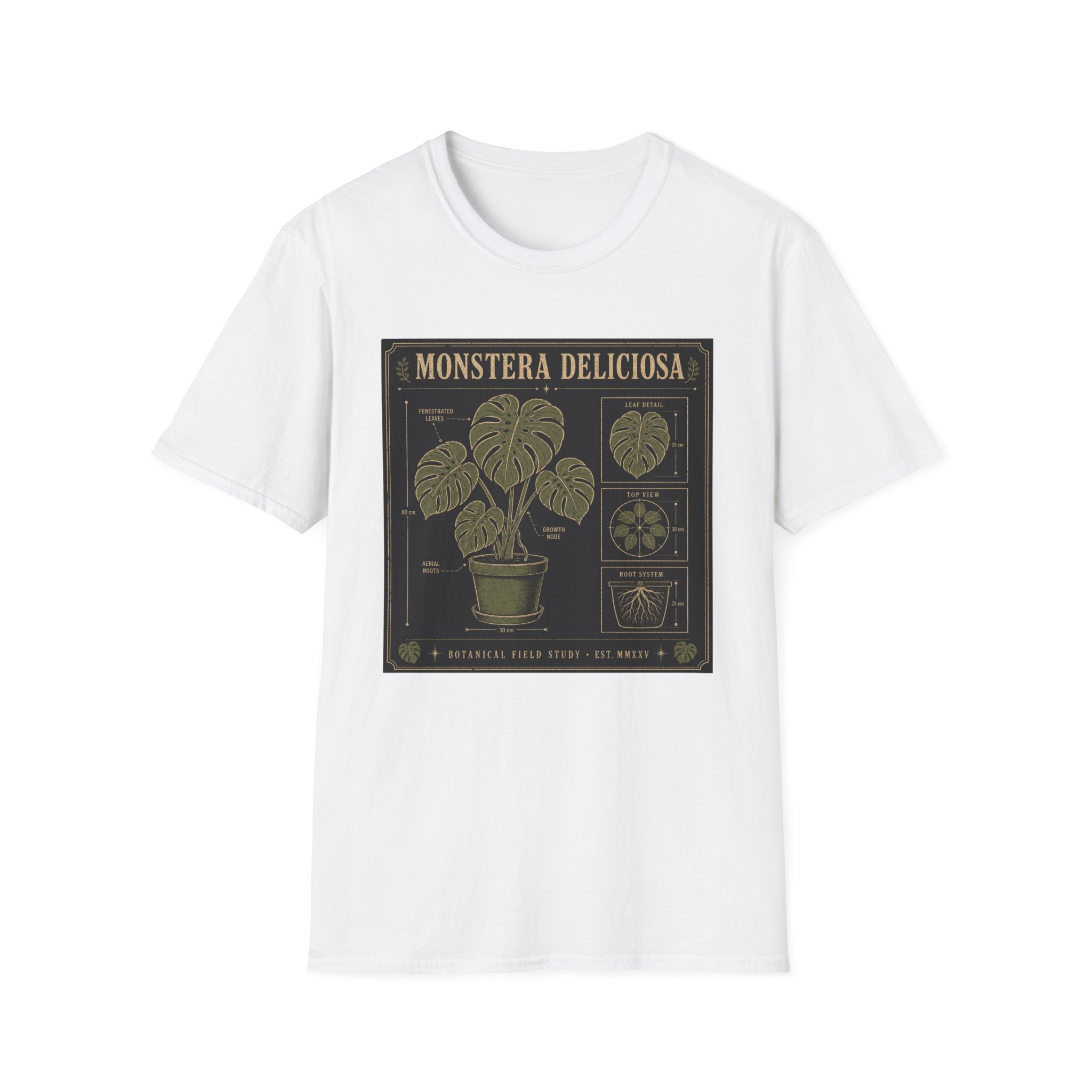 Monstera Deliciosa Plant T-Shirt — Vintage Botanical Illustration Tee