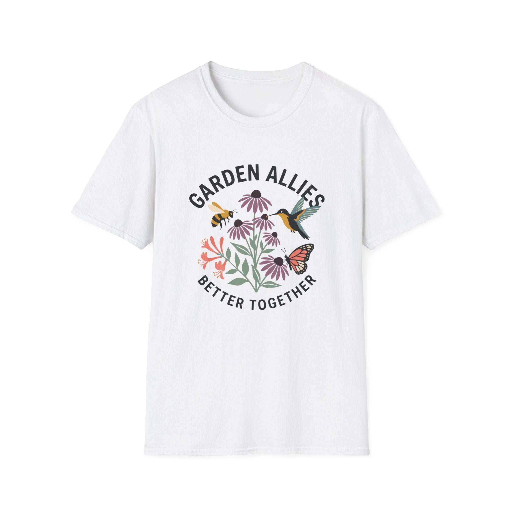 Garden Allies T-Shirt — "Garden Allies: Better Together" Floral Pollinator Tee