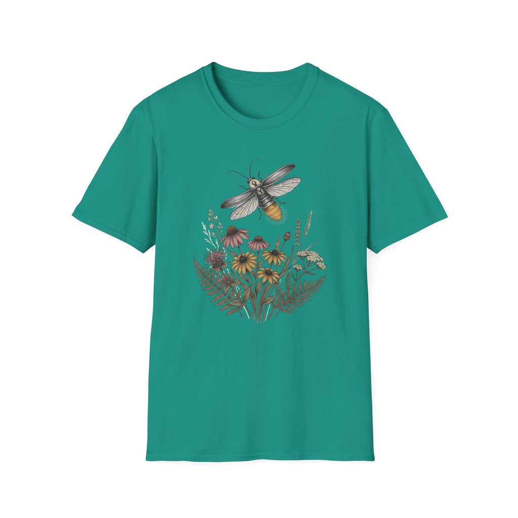 Bee & Wildflower T-Shirt Botanical Firefly Illustration Tee