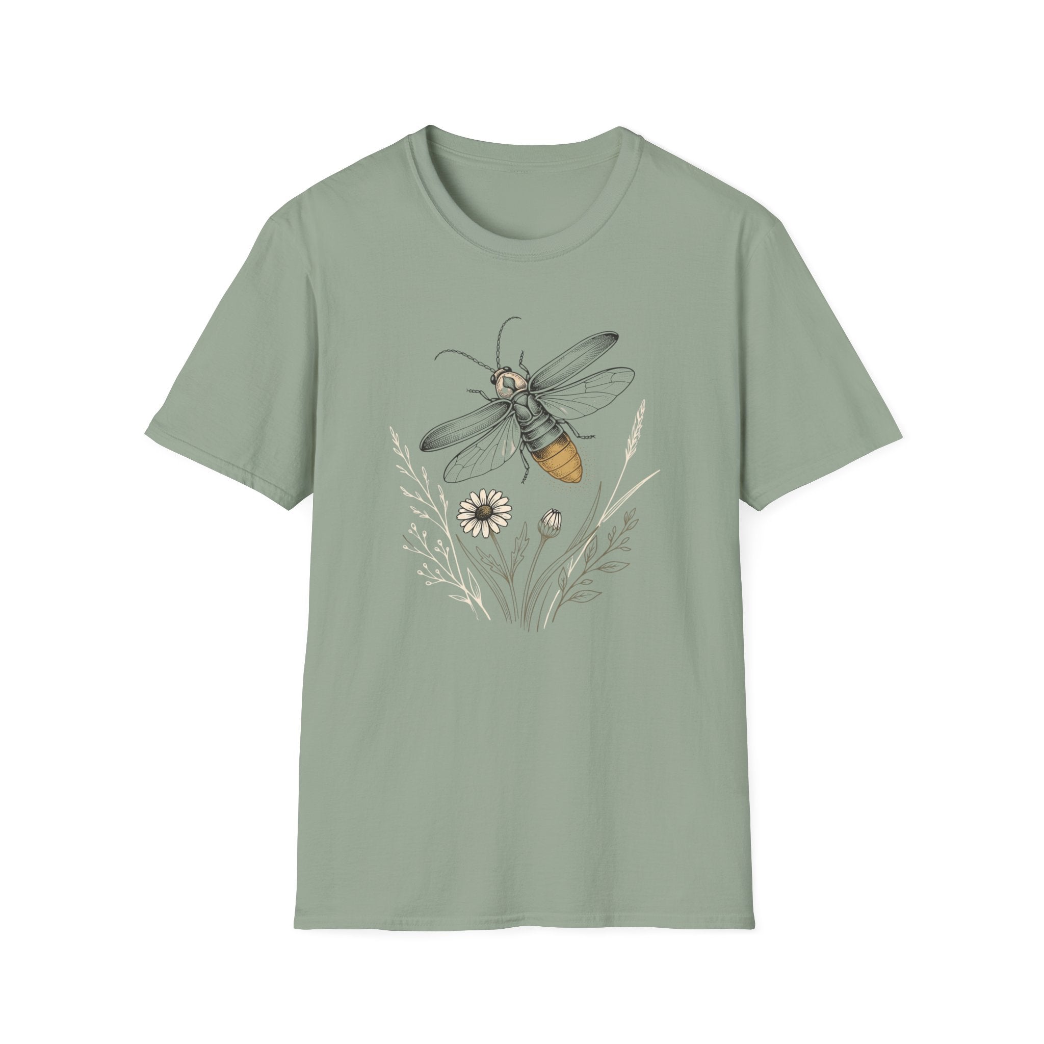Bee Sketch T-Shirt Vintage Floral Honeybee Graphic Tee