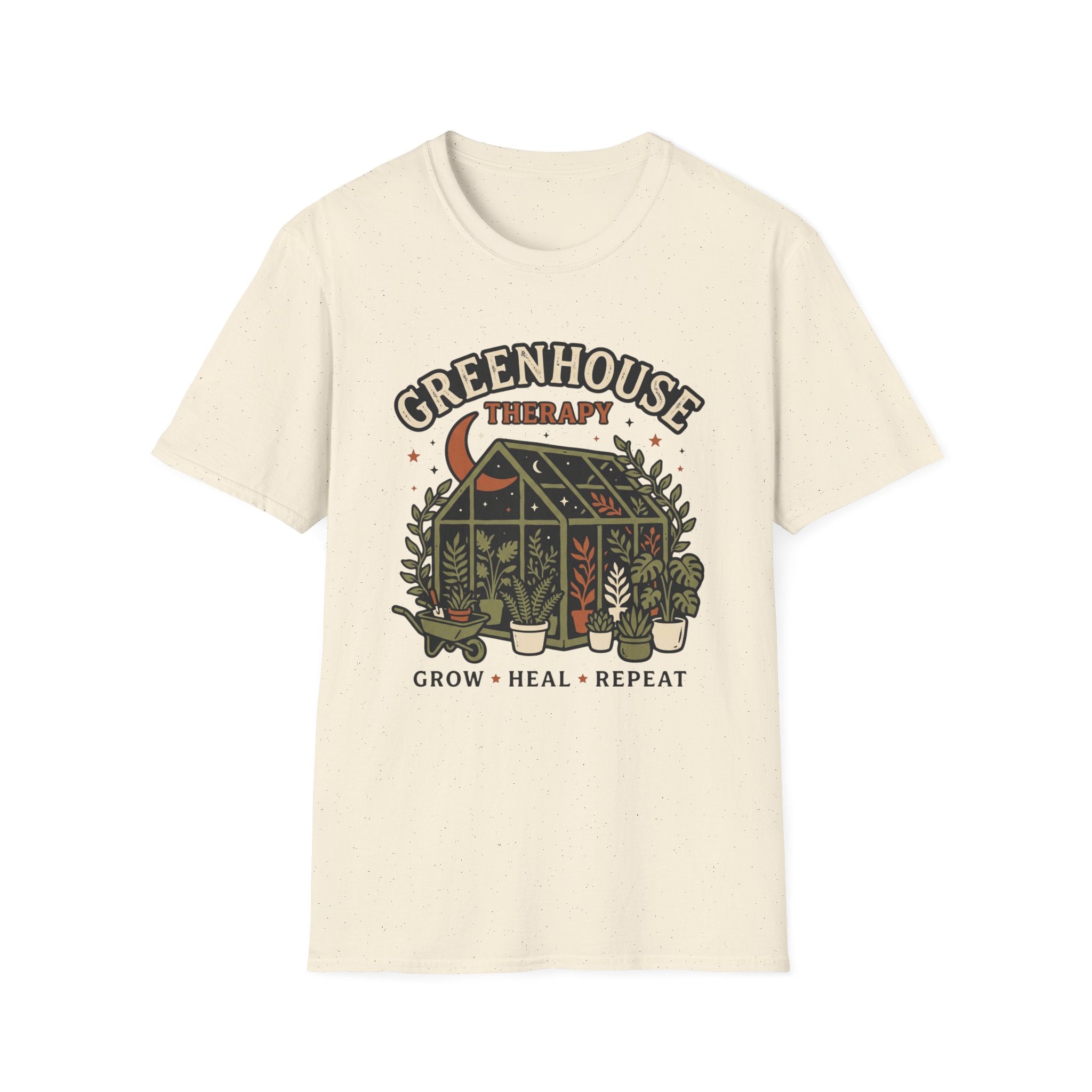 Greenhouse Therapy T‑Shirt Grow Heal Repeat Plant Lover Tee