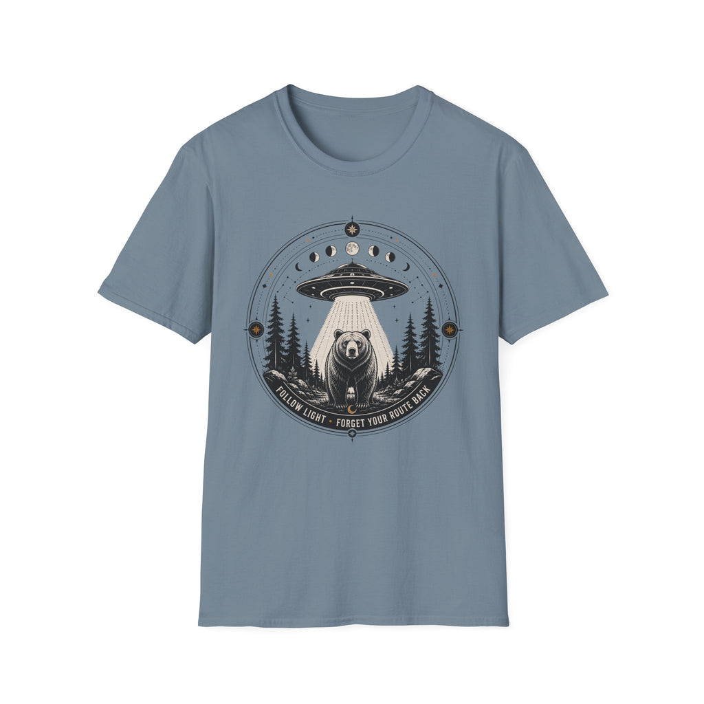 Bear & UFO T‑Shirt Celestial Forest Abduction Graphic Tee