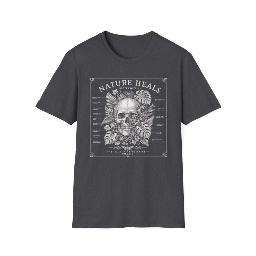Nature Heals Skull Tee Botanical Skull Graphic T-Shirt