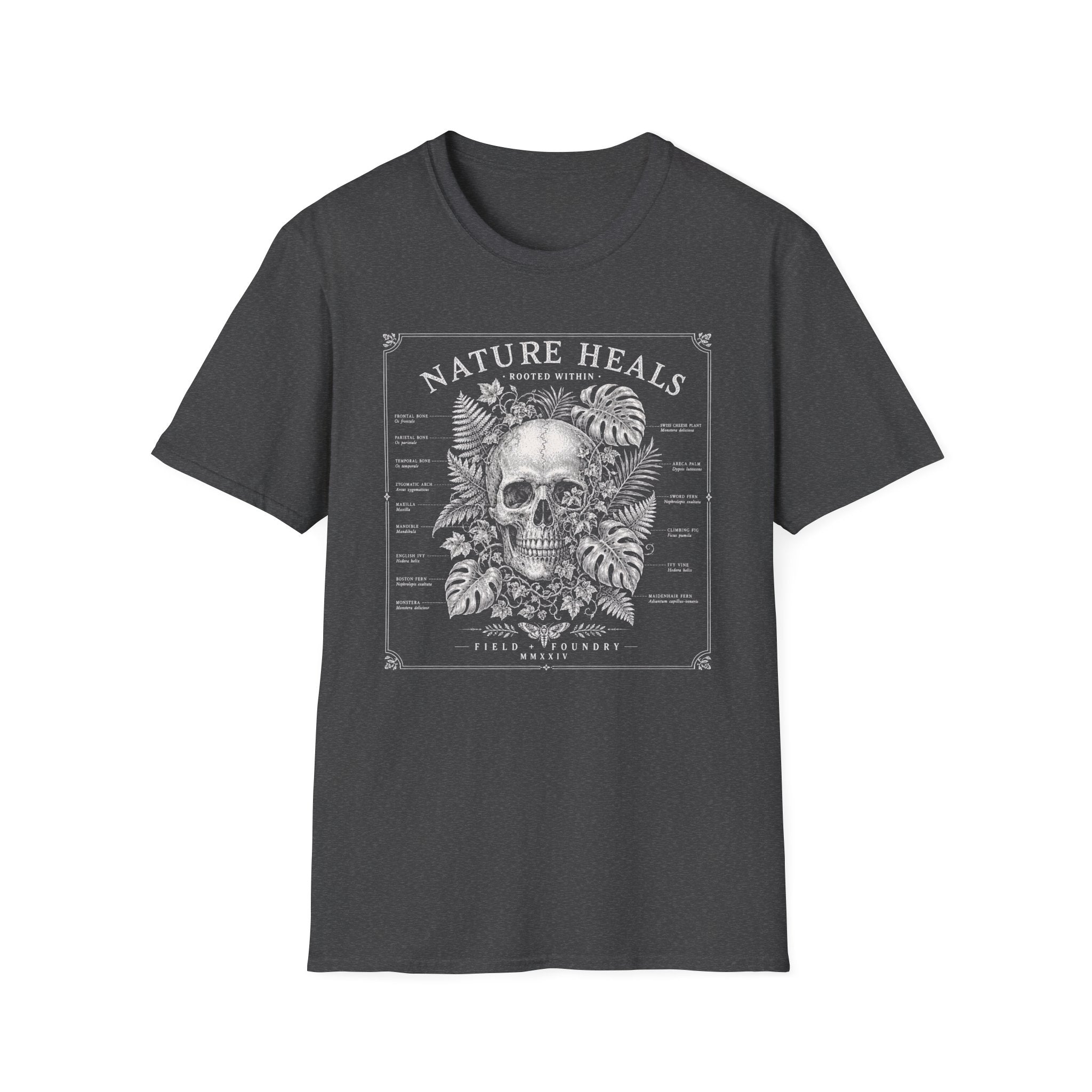 Nature Heals Skull Tee Botanical Skull Graphic T-Shirt