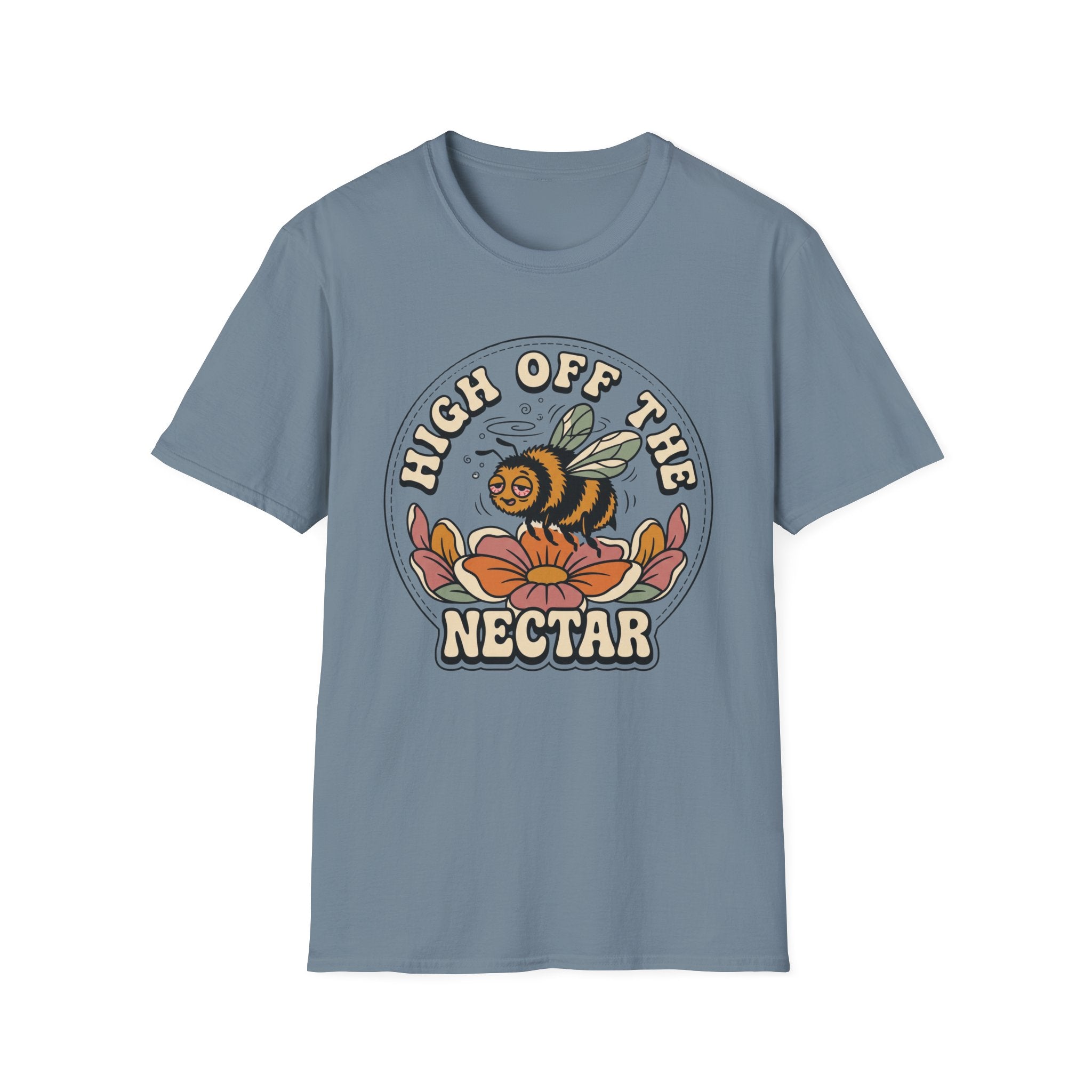 T‑Shirt "High Off The Nectar" Bee Graphic Tee, Floral Vintage Vibe