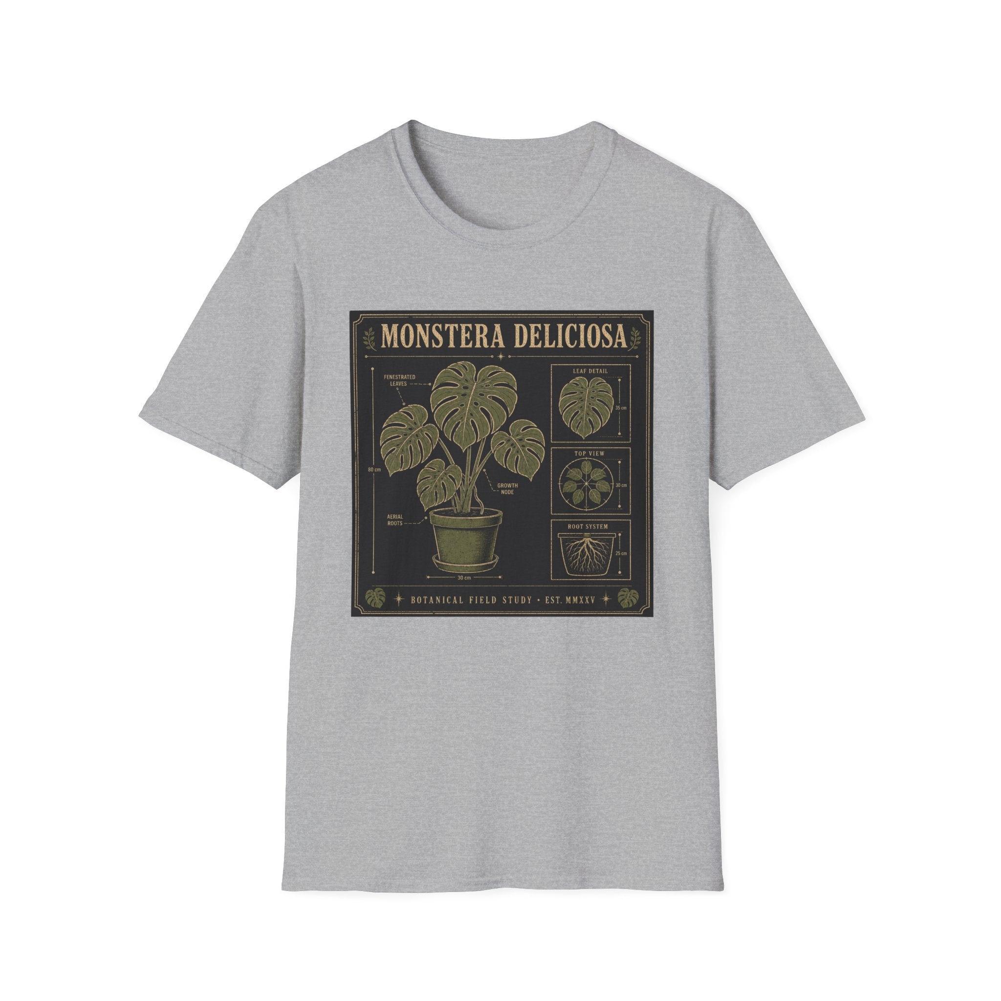 Monstera Deliciosa Plant T-Shirt — Vintage Botanical Illustration Tee