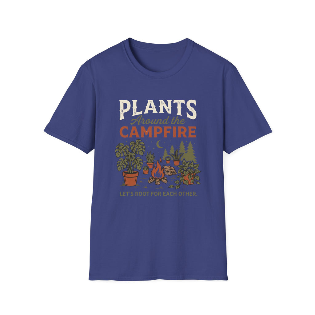 Plants Around the Campfire T-Shirt — Retro Camping Plant Lover Tee