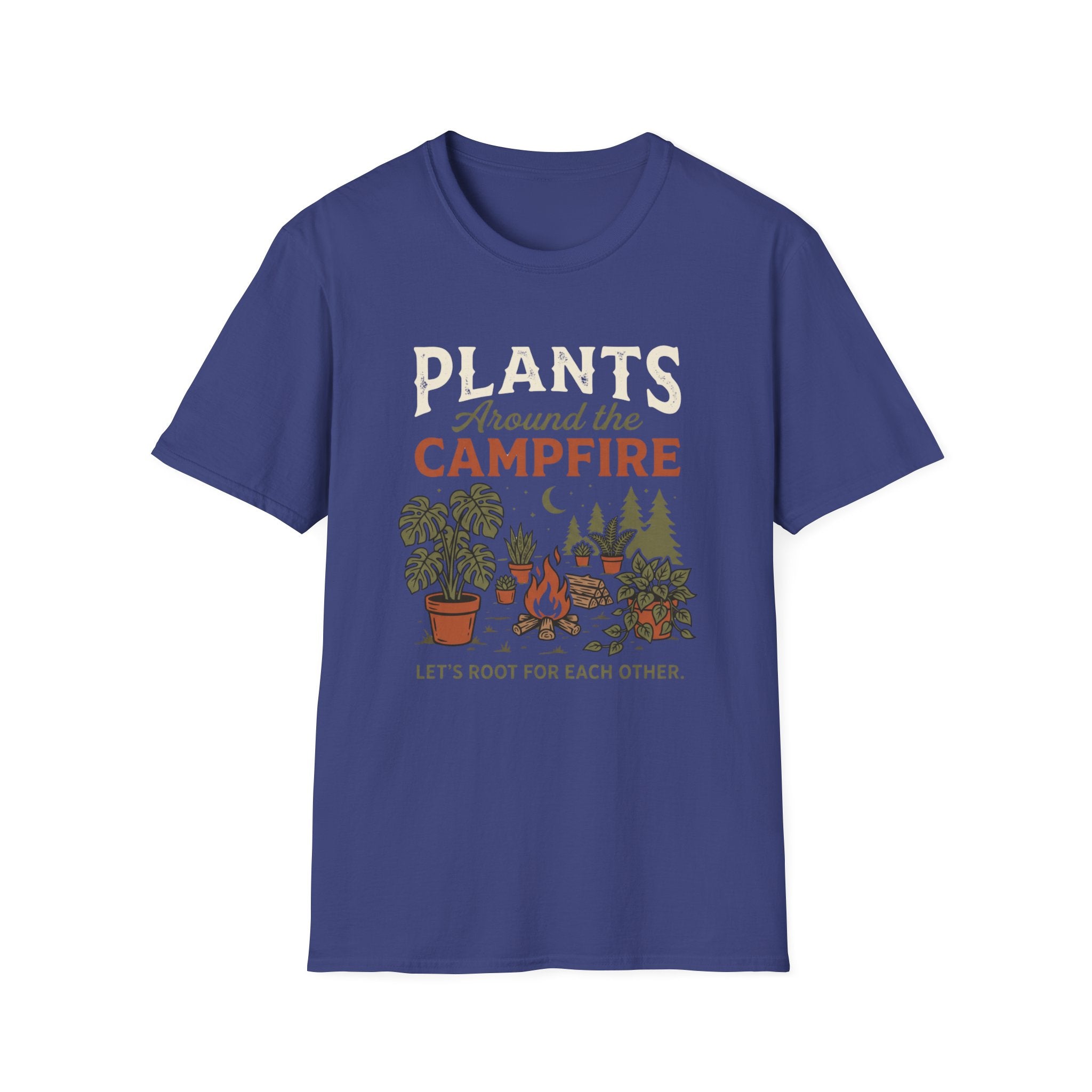 Plants Around the Campfire T-Shirt — Retro Camping Plant Lover Tee