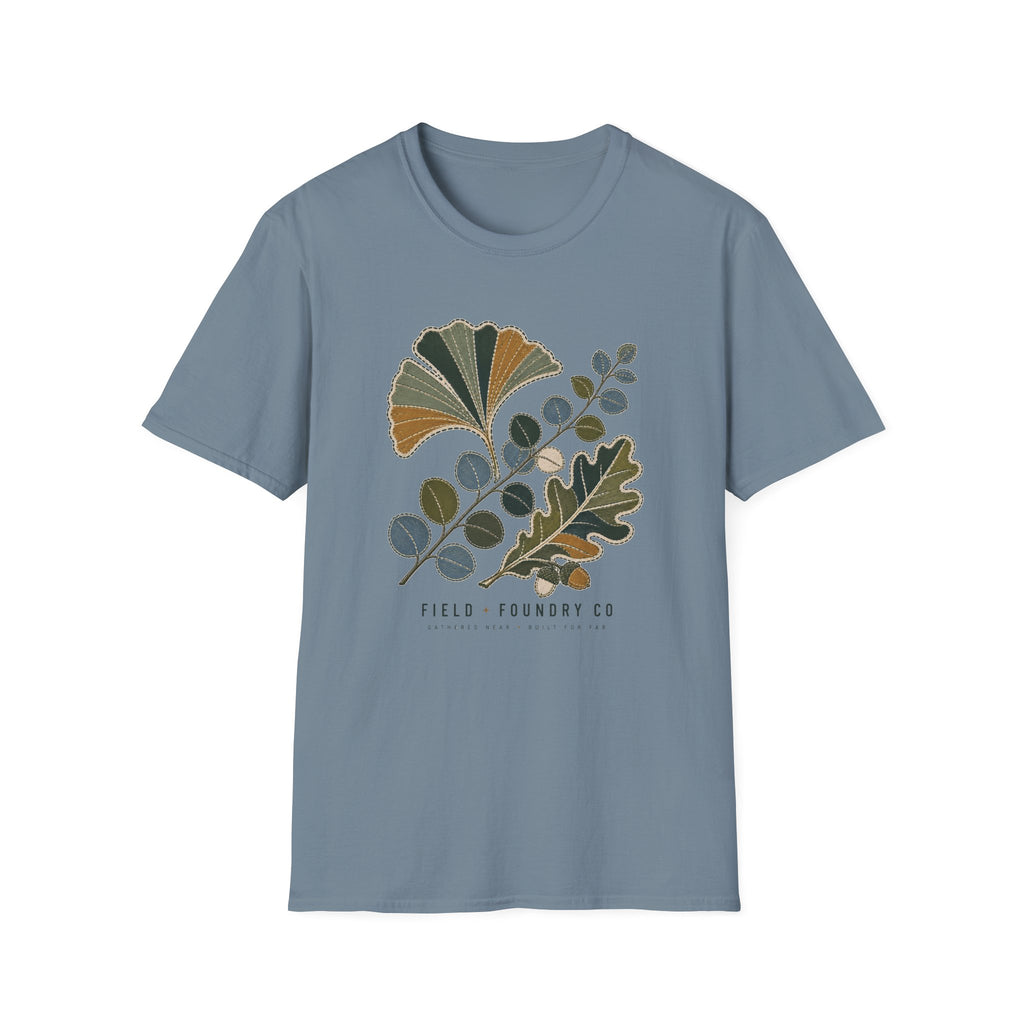 Embroidered Leaf Graphic T-Shirt