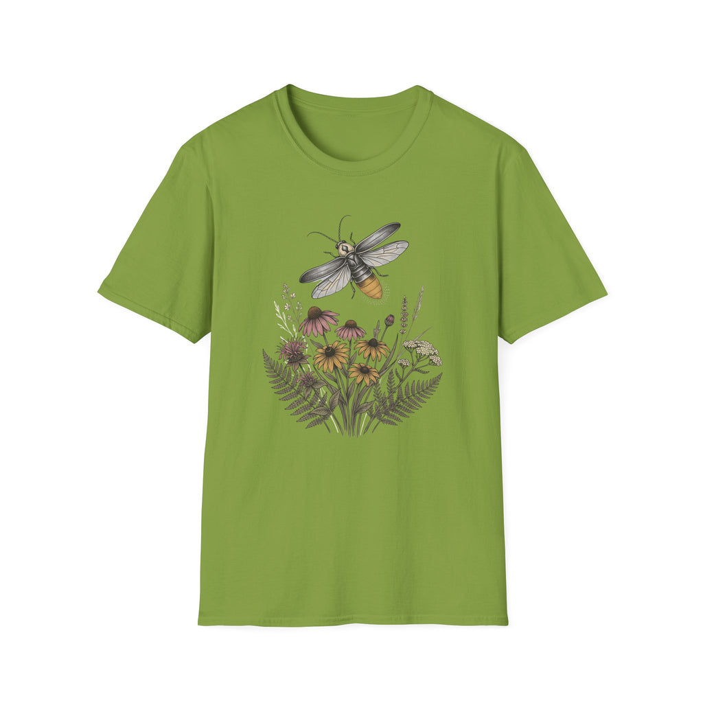 Bee & Wildflower T-Shirt Botanical Firefly Illustration Tee