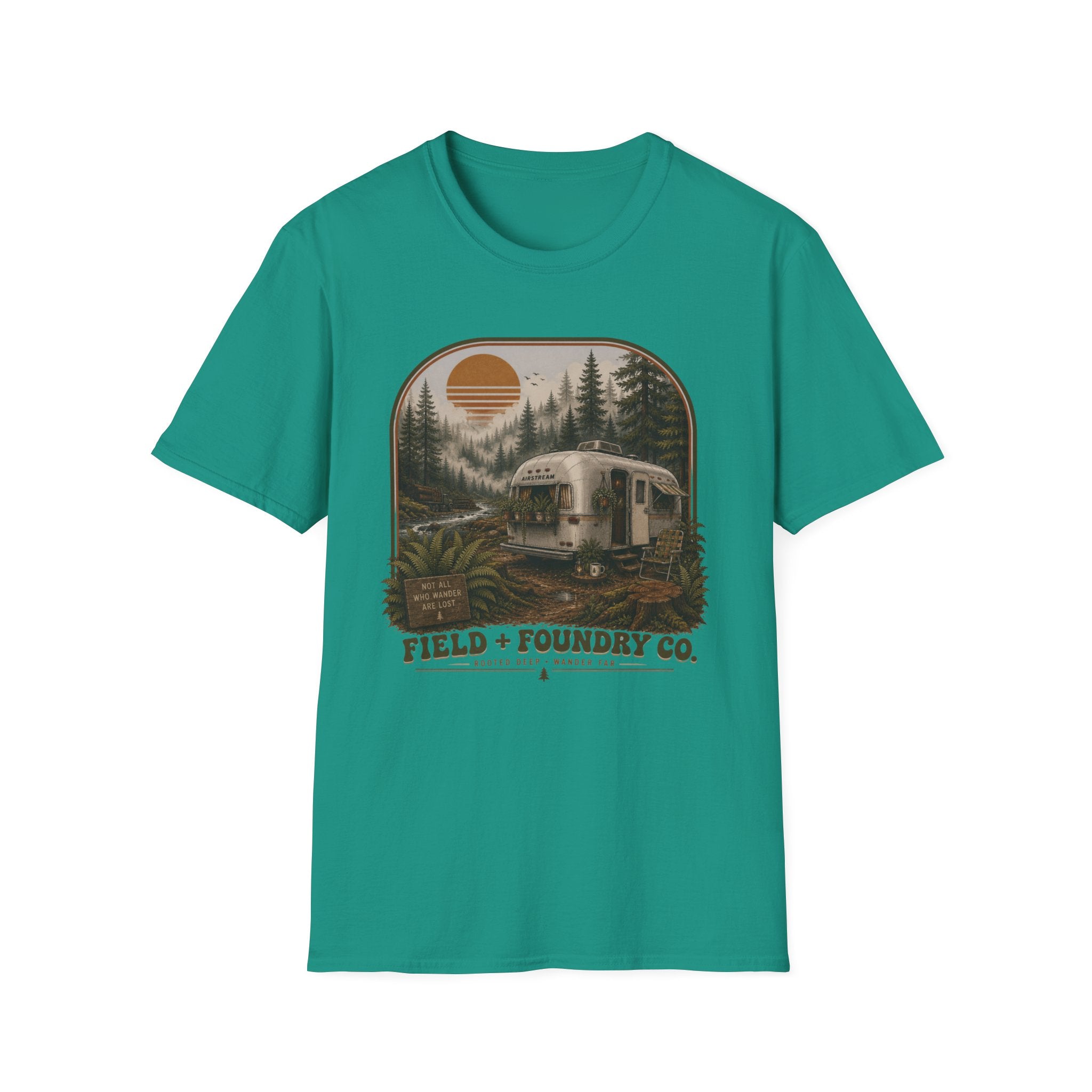 Forest Airstream T-Shirt Retro Sunset