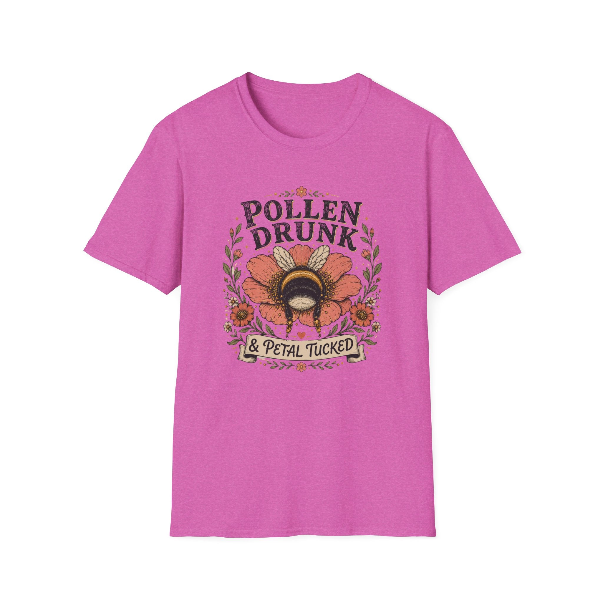T-Shirt 'Pollen Drunk' Floral Bee Tee (Gardener Plant Mom Gift)