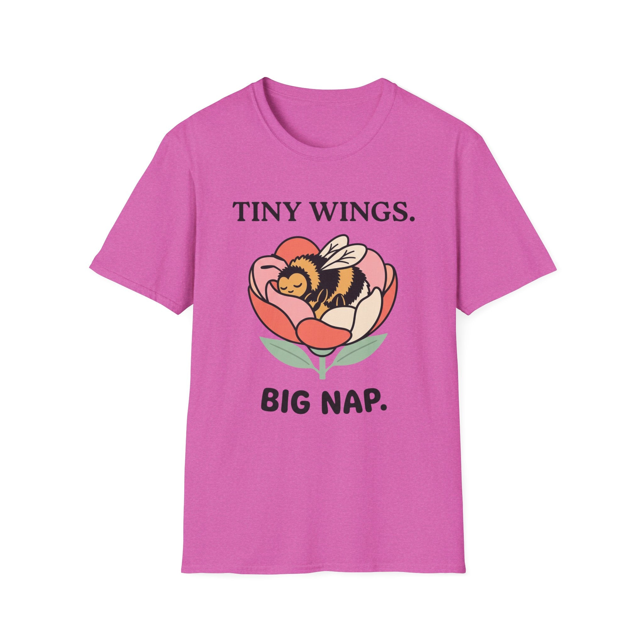 T-Shirt — Tiny Wings. Big Nap. Cute Bee Flower Graphic Tee