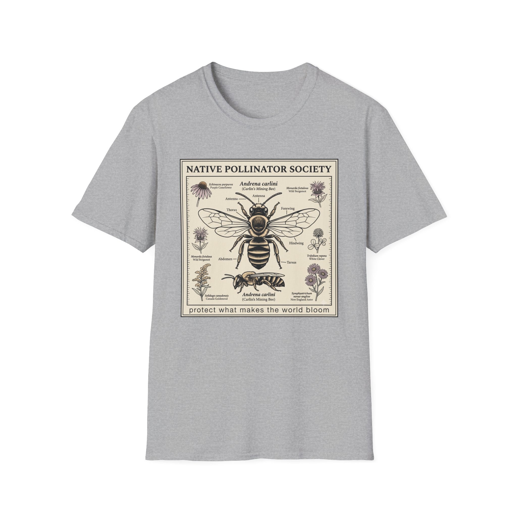 Native Pollinator Society T-Shirt — Bee & Wildflower Conservation Graphic Tee